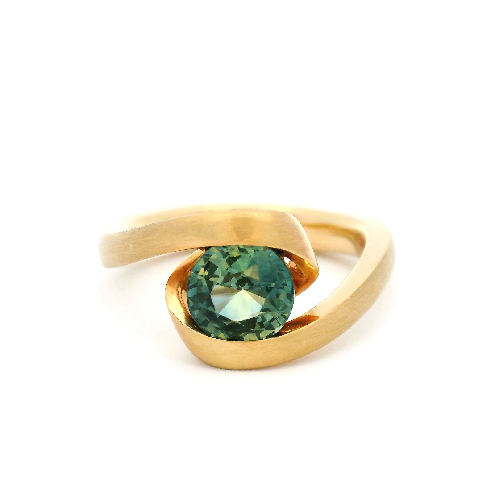 Transcendent Teal Ring - 14k Yellow Solitaire with 1.44ct Teal Sapphire