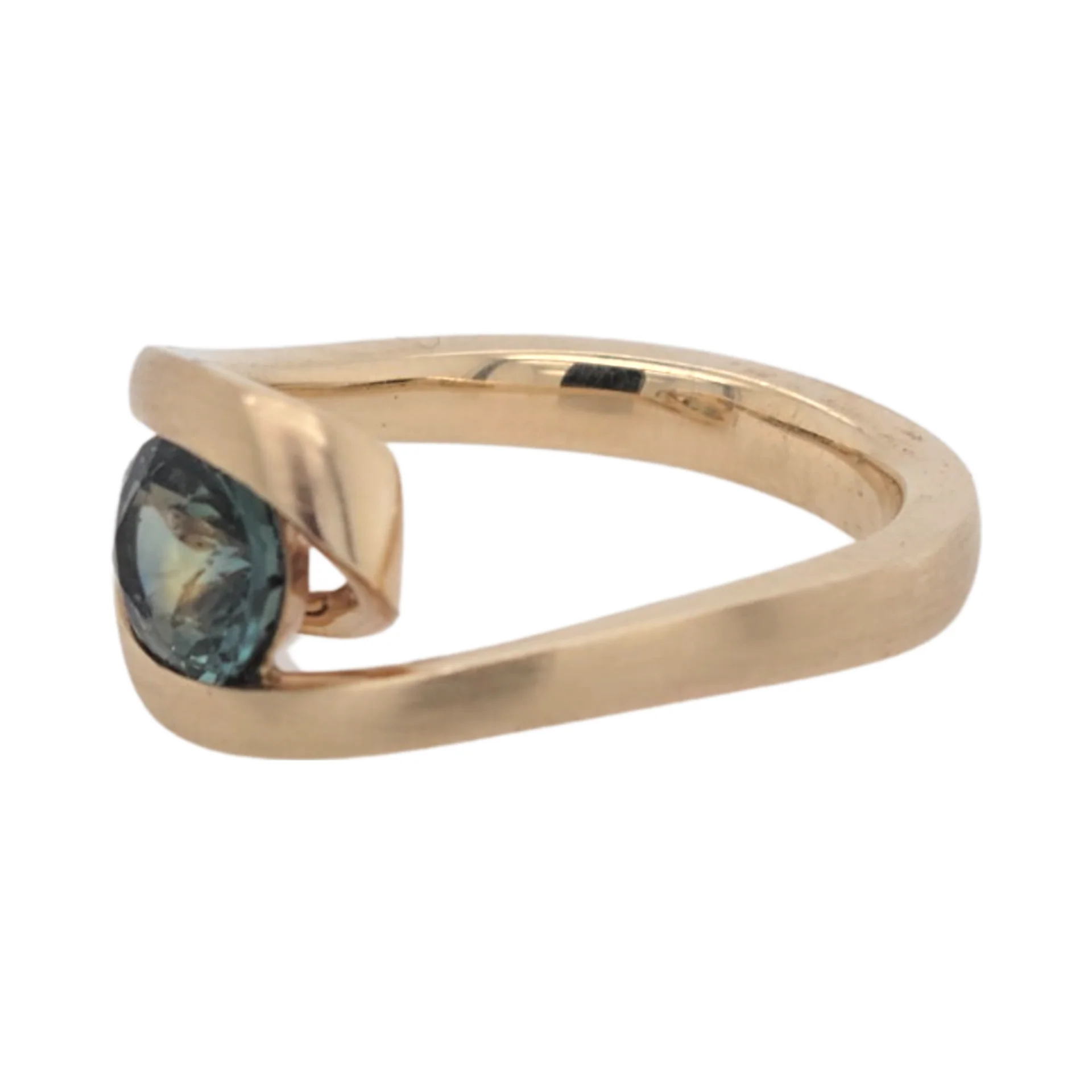 Transcendent Teal Ring - 14k Yellow Solitaire with 1.44ct Teal Sapphire - Image 4