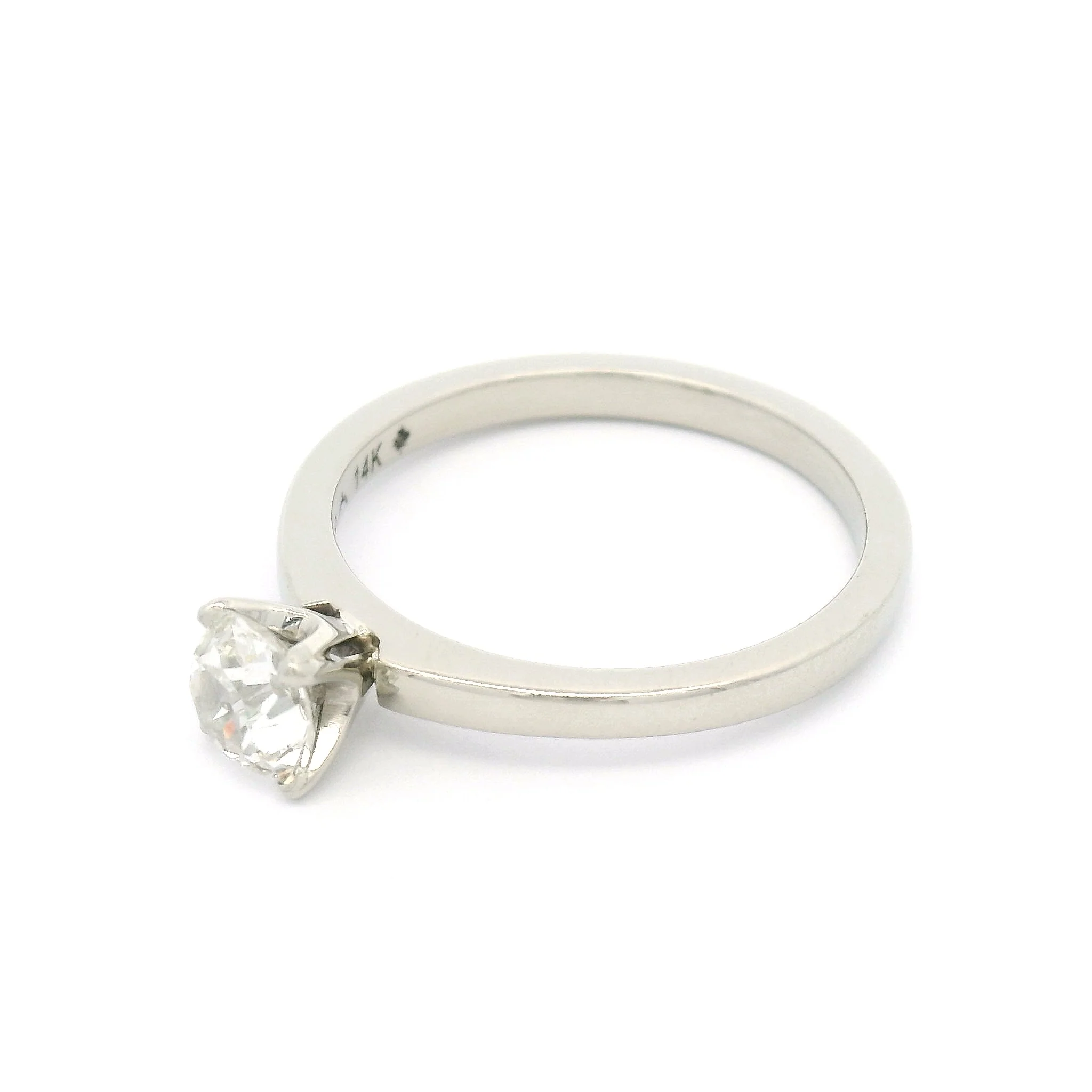 14k White Four Claw Solitaire with 0.64ct Natural Old Mine-Cut Diamond - Image 3