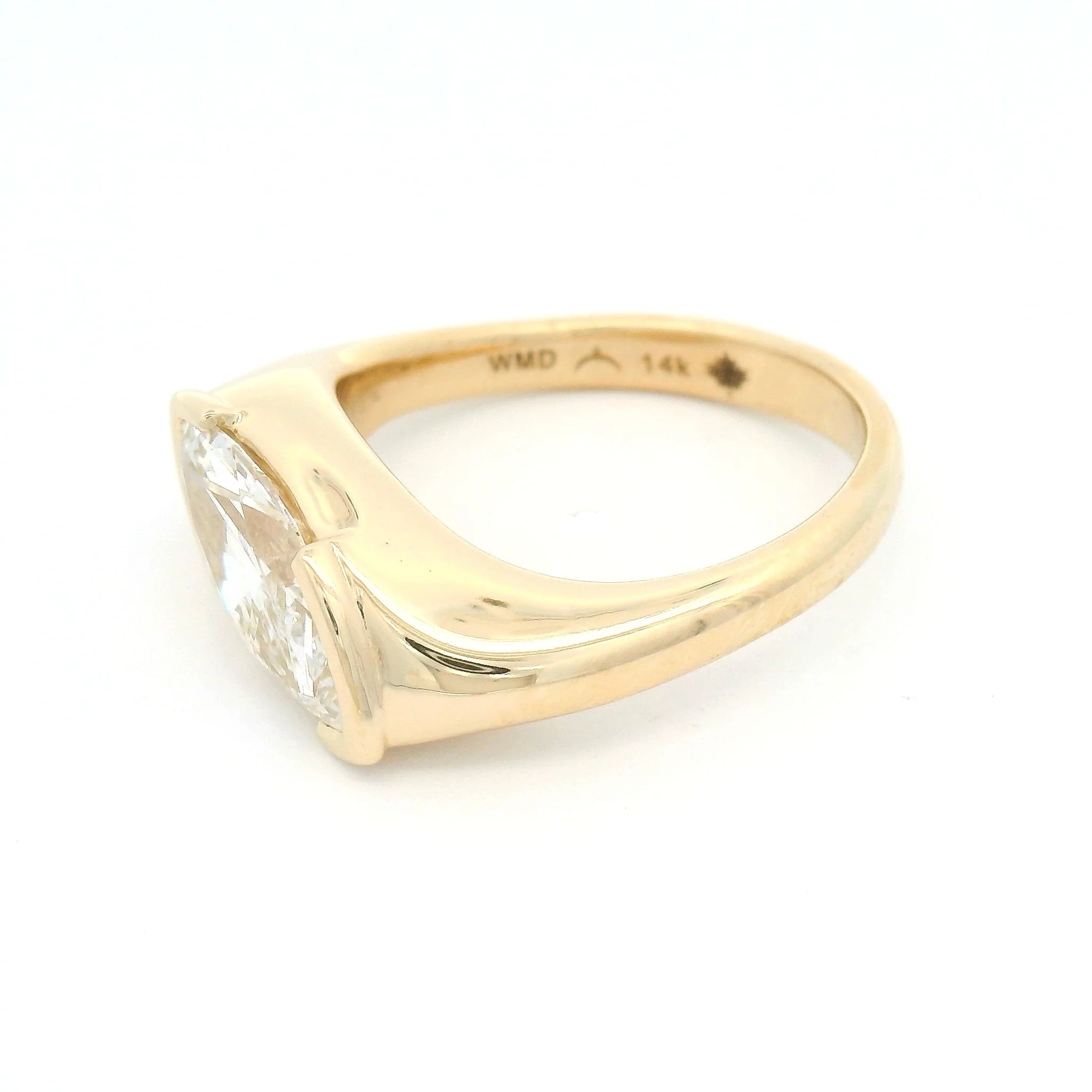 14k Yellow Half Bezel-Set Solitaire with 1.58ct Lab-Grown Marquise Diamond - Image 3