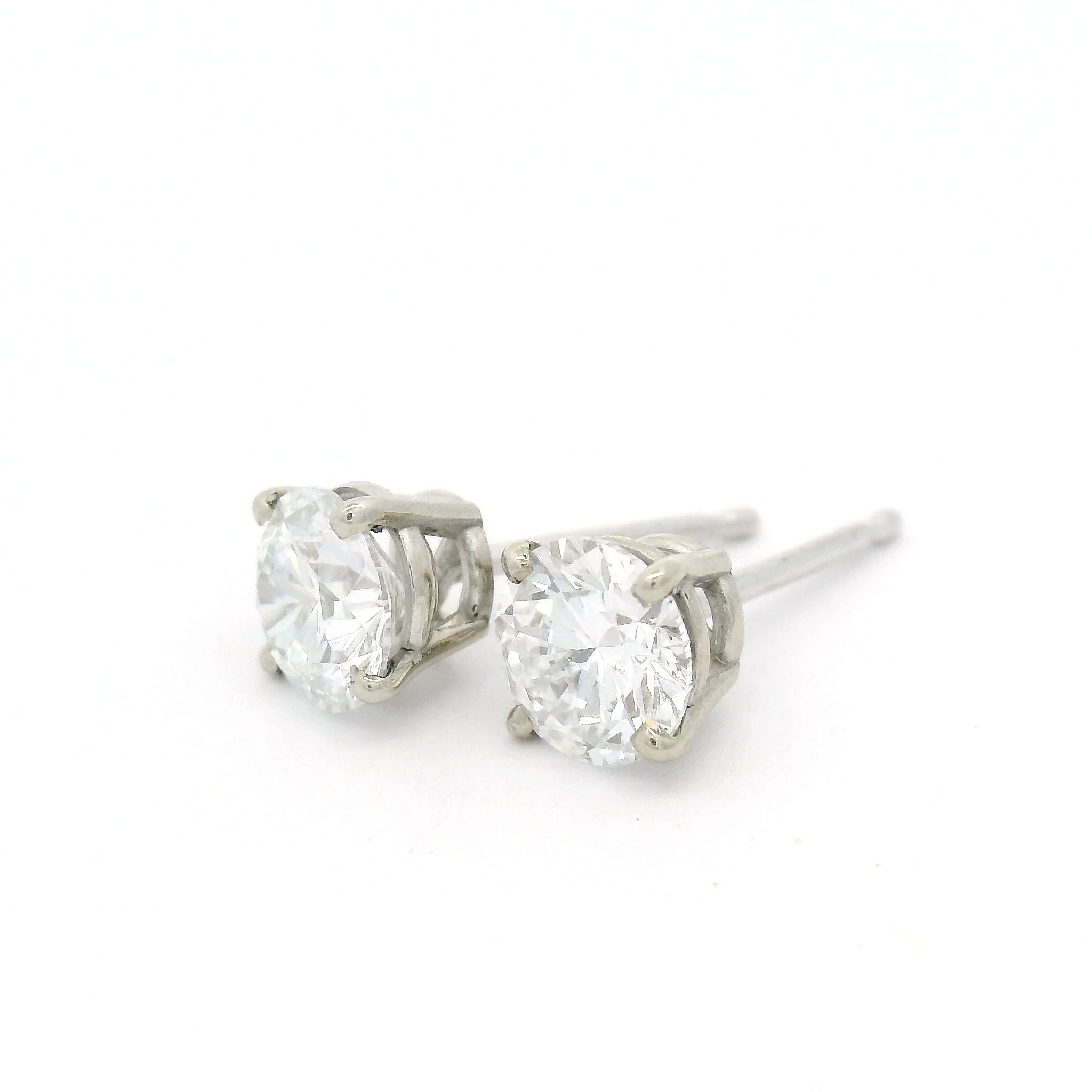 14k White Classic Studs with 1ct Total Lab-Grown Diamonds - Image 2
