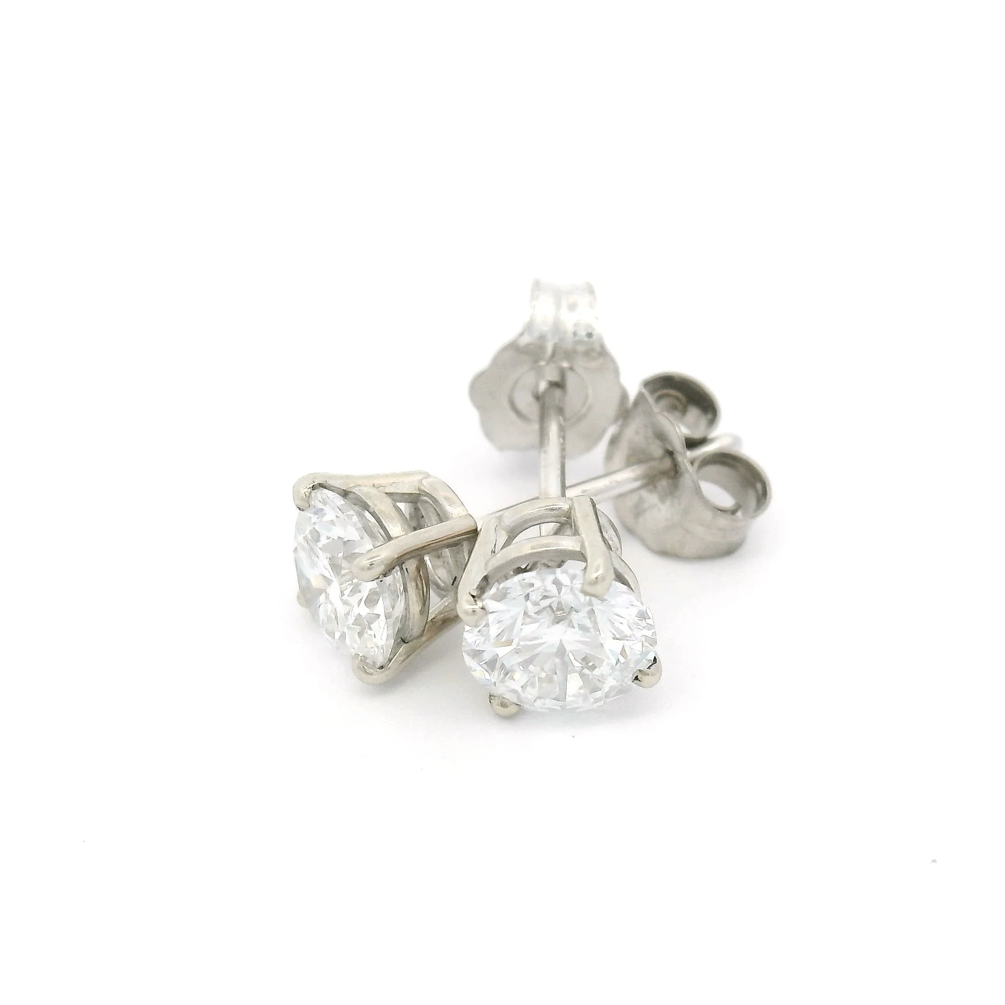 14k White Classic Studs with 1ct Total Lab-Grown Diamonds - Image 3