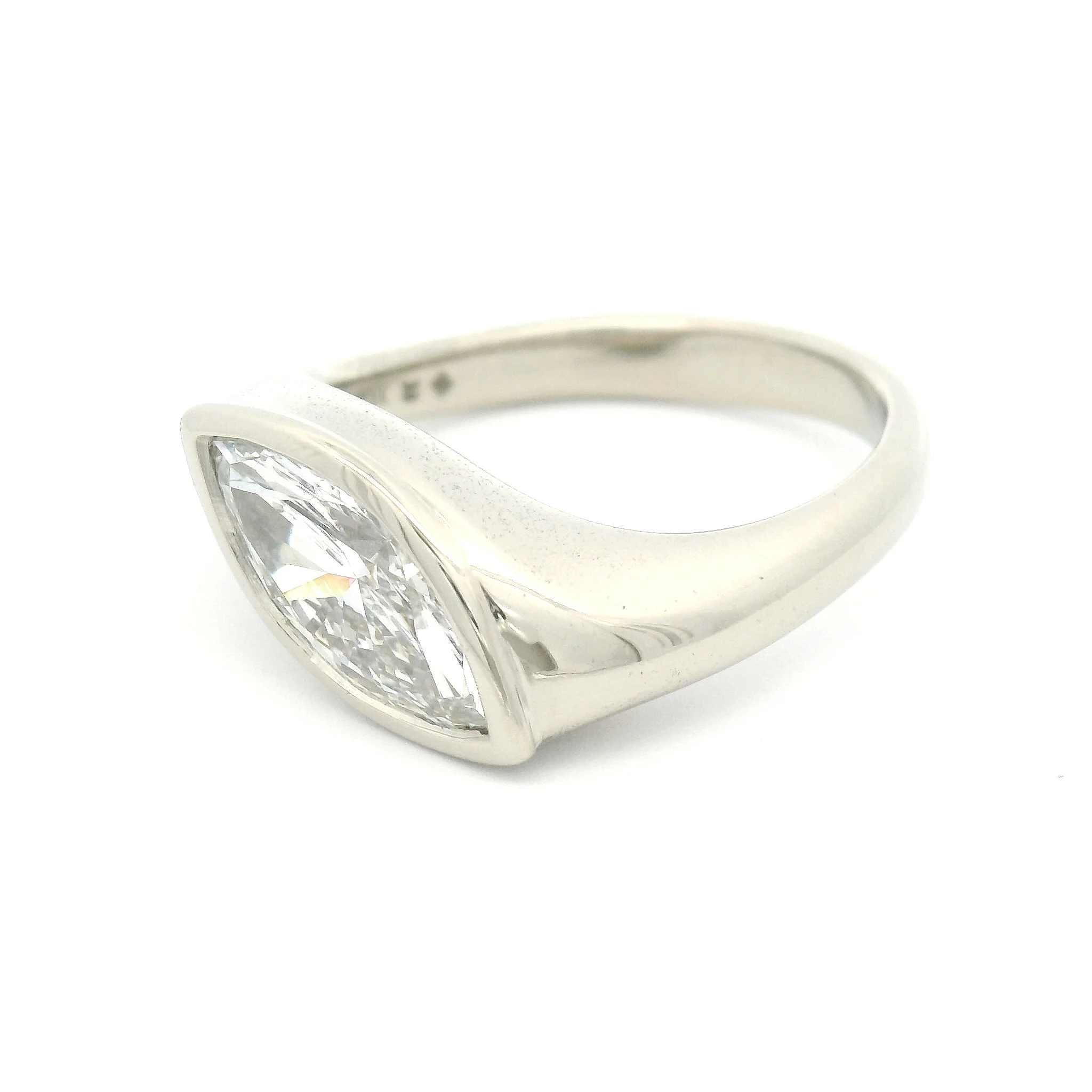14k White Twisted Bezel-Set Solitaire with 1.28ct Lab-Grown Marquise Diamond - Image 2