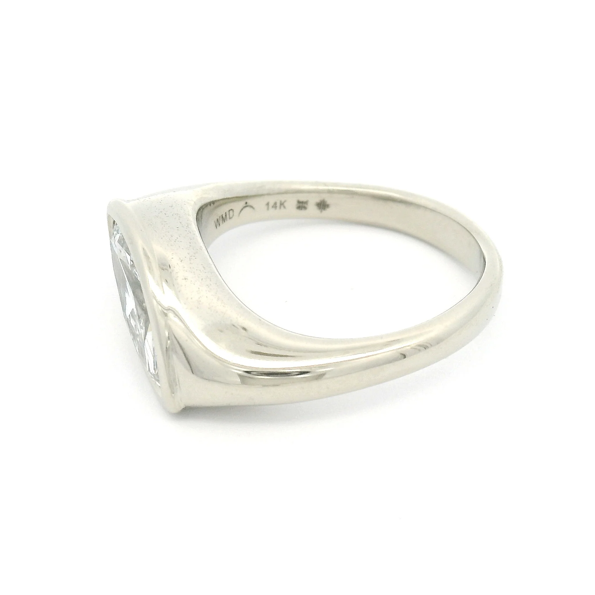 14k White Twisted Bezel-Set Solitaire with 1.28ct Lab-Grown Marquise Diamond - Image 3