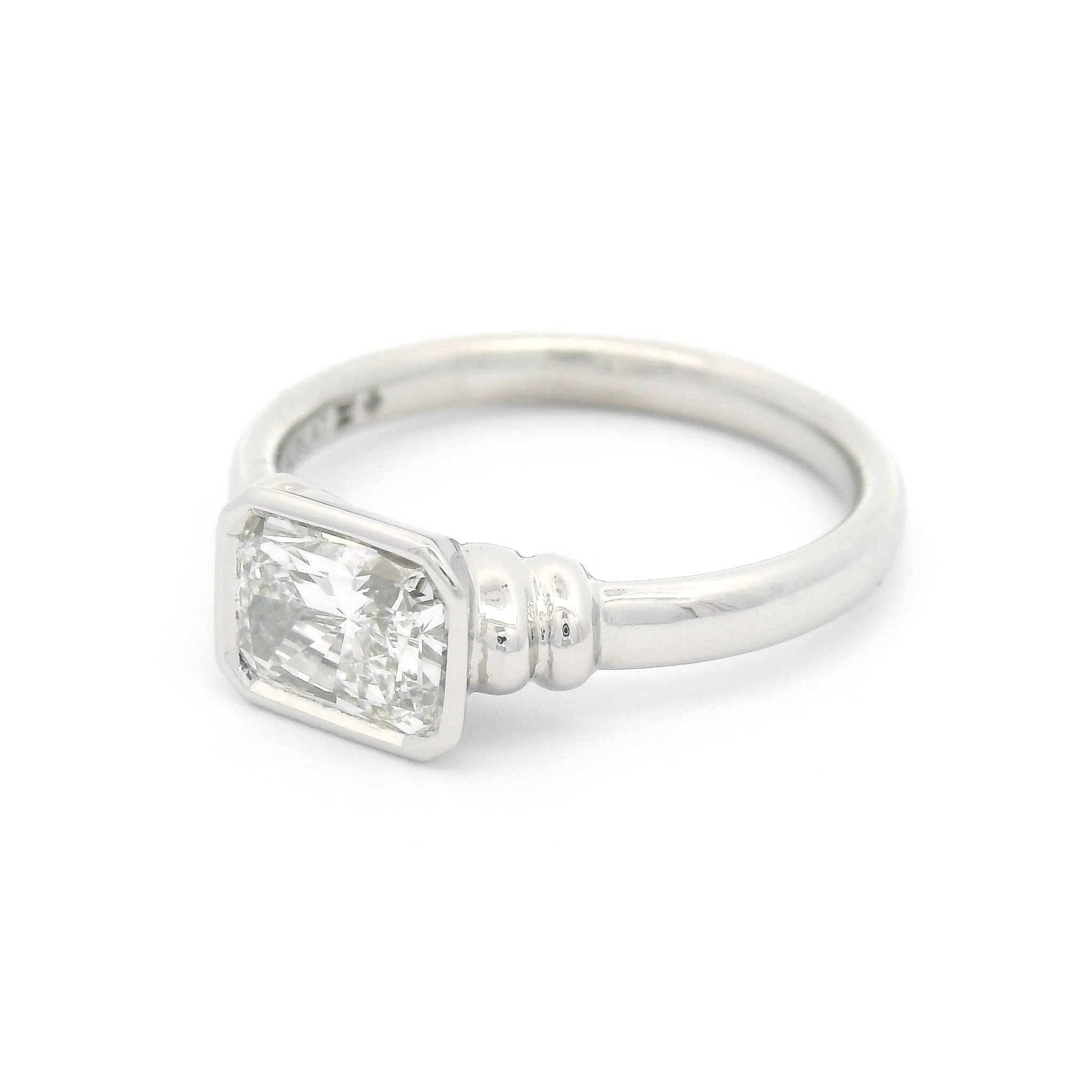 Platinum Bezel-Set Solitaire with 1ct Natural Radiant-Cut Diamond - Image 2