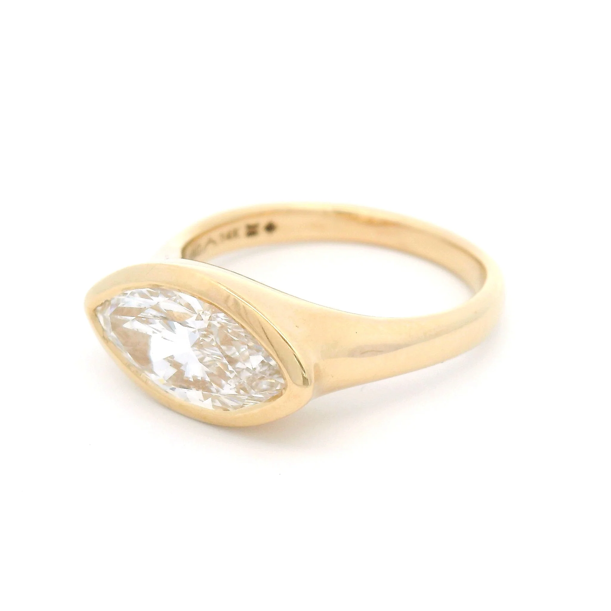 14k Yellow Bezel-Set Solitaire with 2.02ct Lab-Grown Marquise Diamond - Image 2