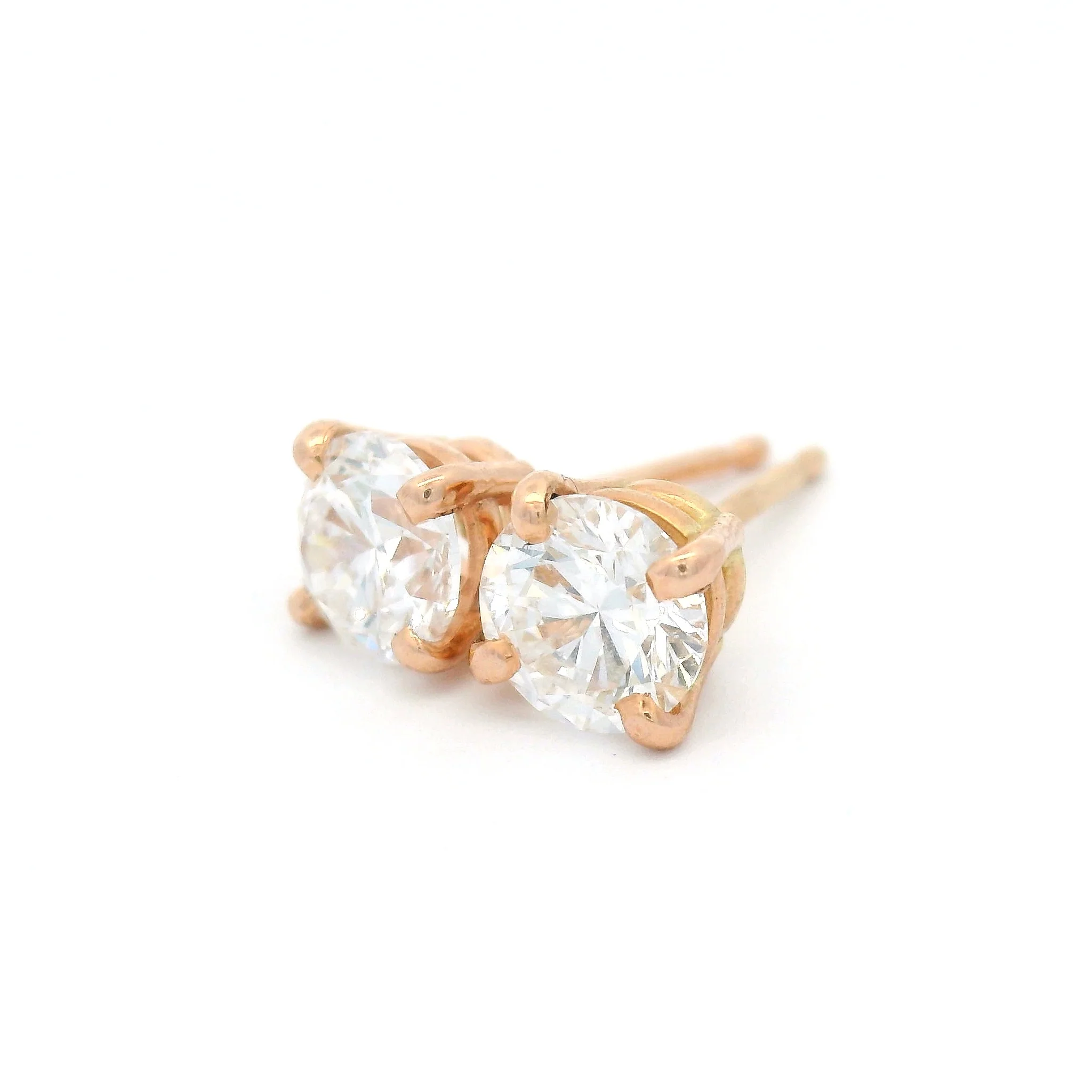 14k Rose Classic Studs with 1ct Total Lab-Grown Diamonds - Image 2