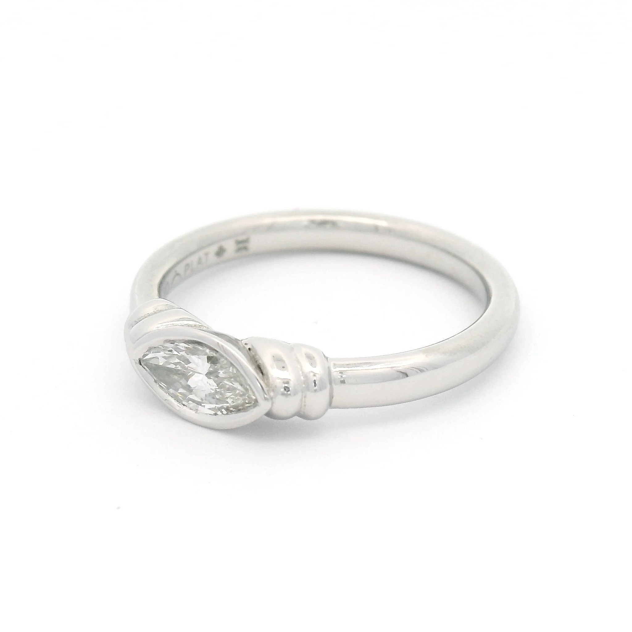 Platinum Bezel-Set Solitaire with 0.40ct Natural Marquise Diamond - Image 2