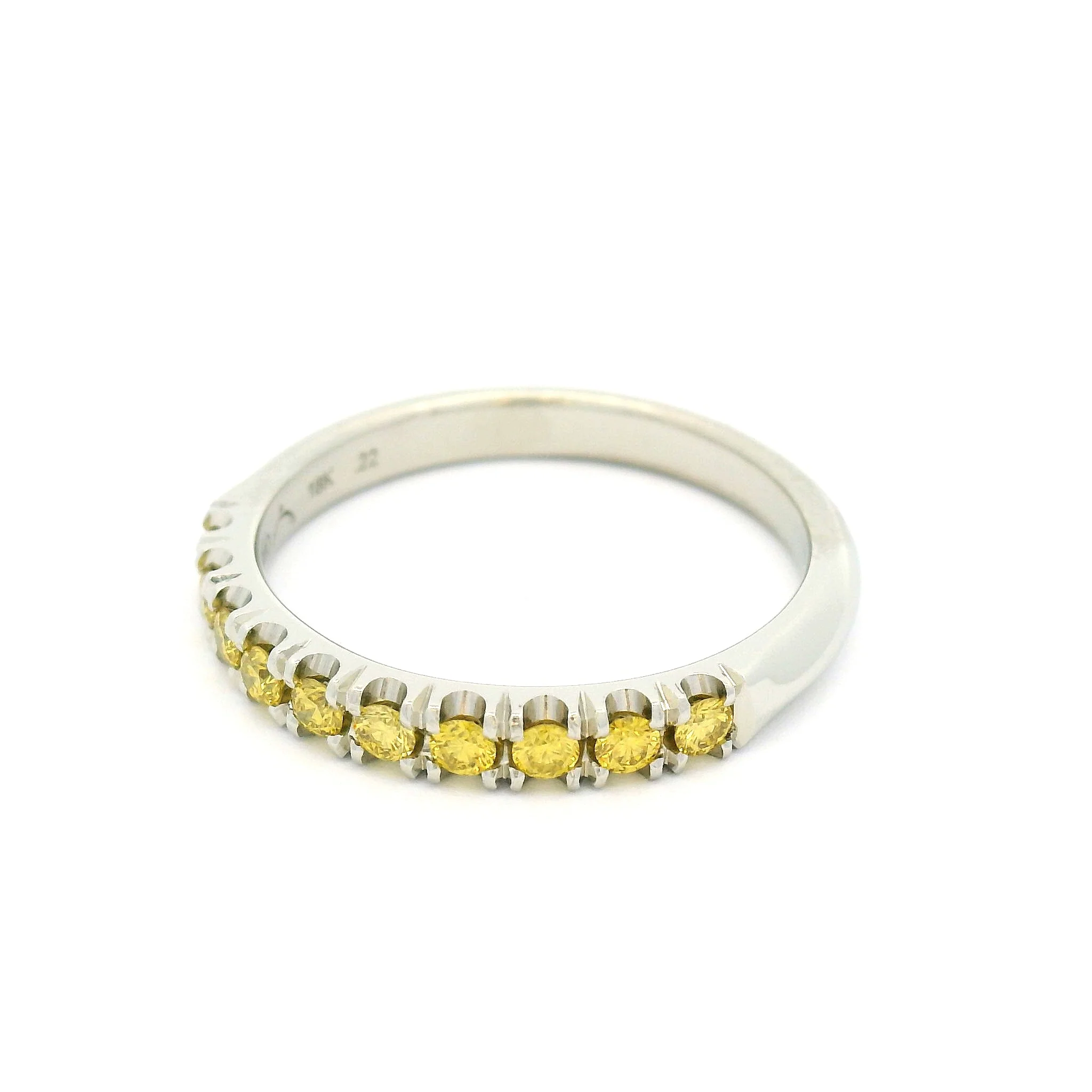 18k White Half Eternity Band with 0.22cts Enhanced Yellow Diamonds - Image 2