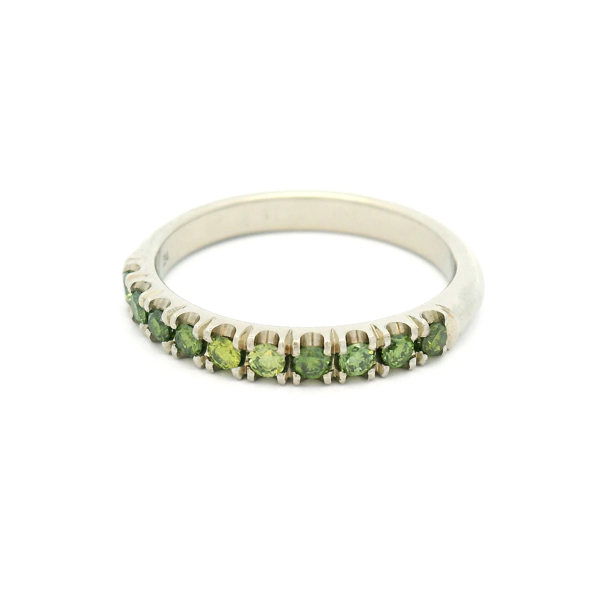 18k White Half Eternity Band with 0.24cts Enhanced Green Diamonds - Image 2