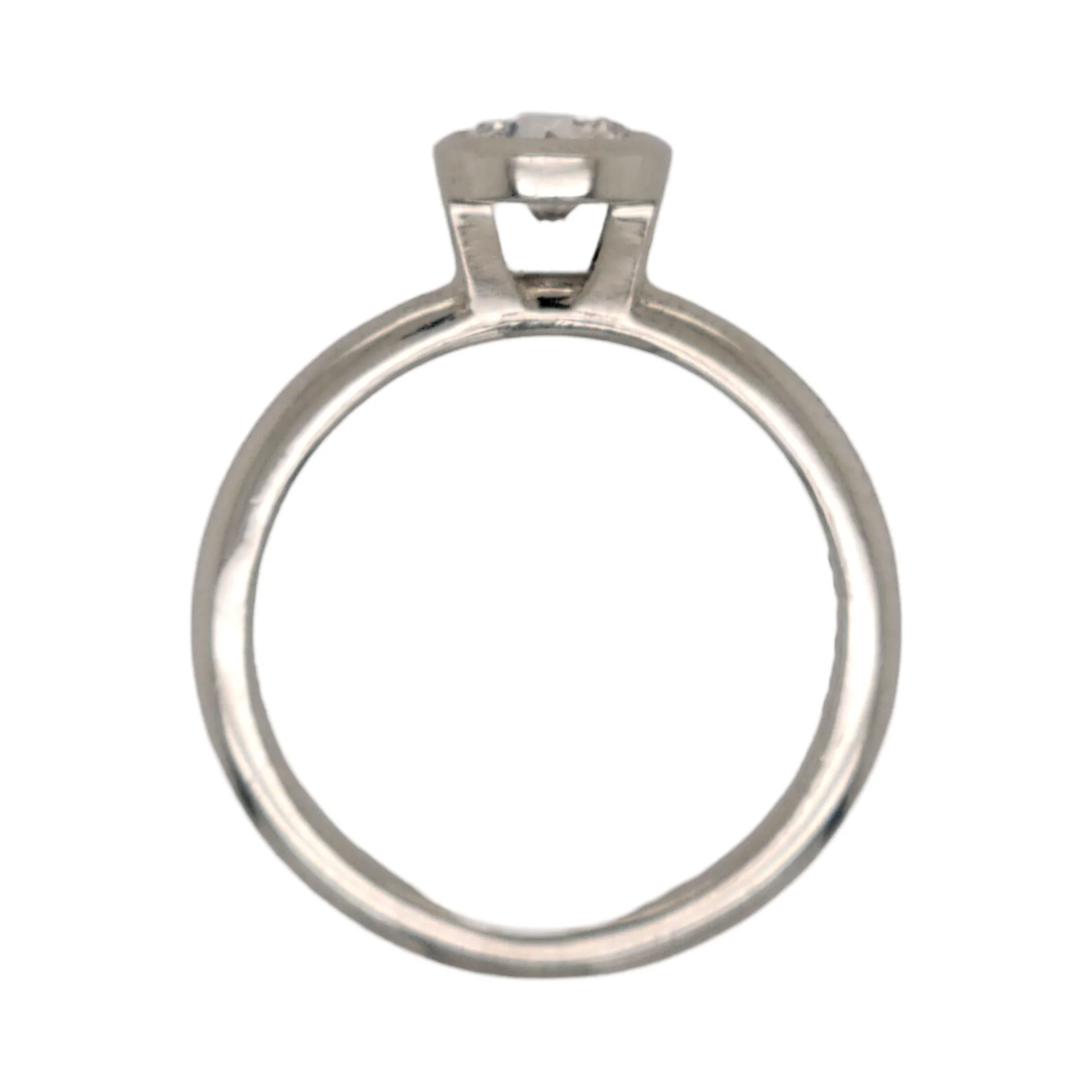 14k White Bezel Set Solitaire with 0.64ct Diamond - Image 3
