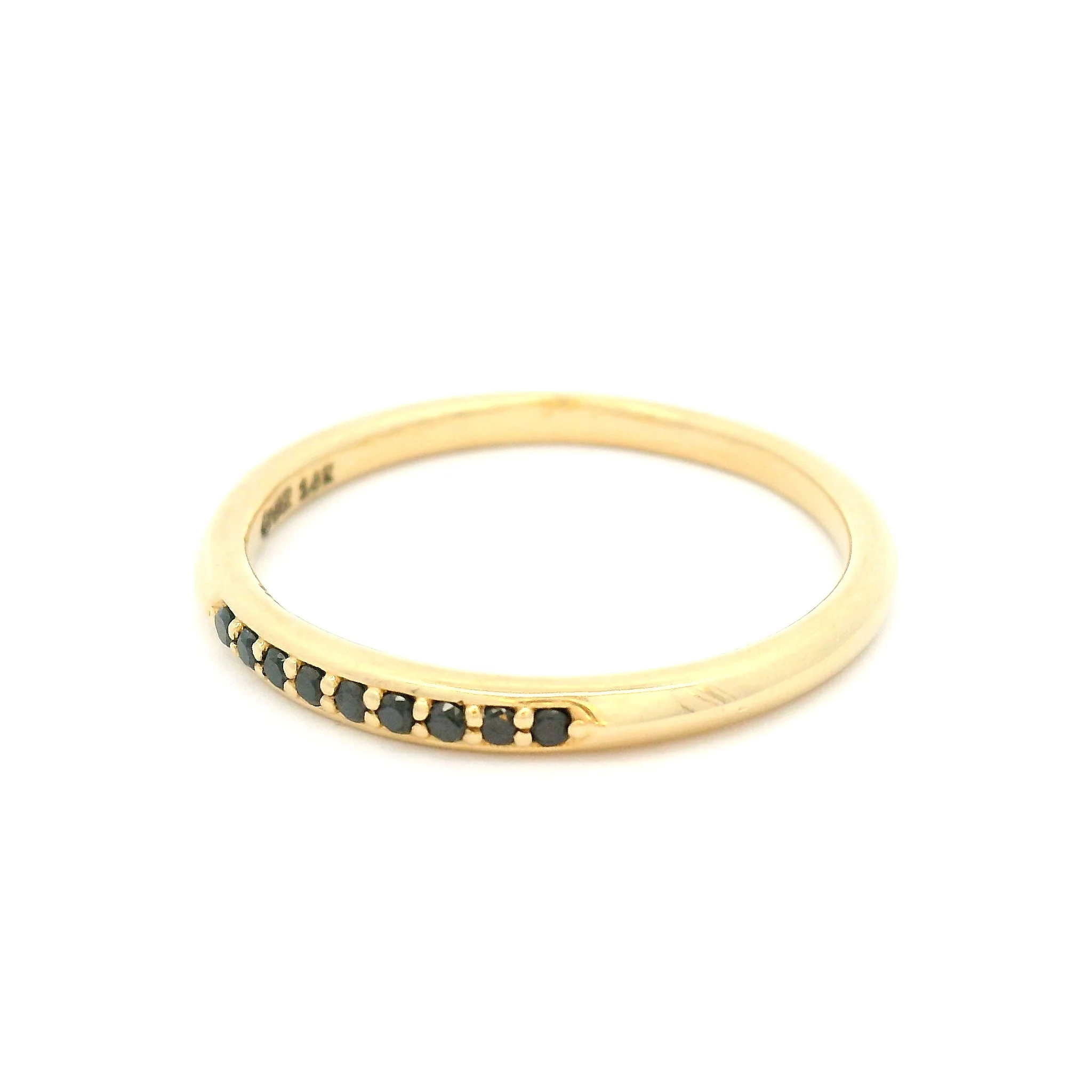 14k Yellow Knife Edge Band with 9 Black Diamonds - Image 2