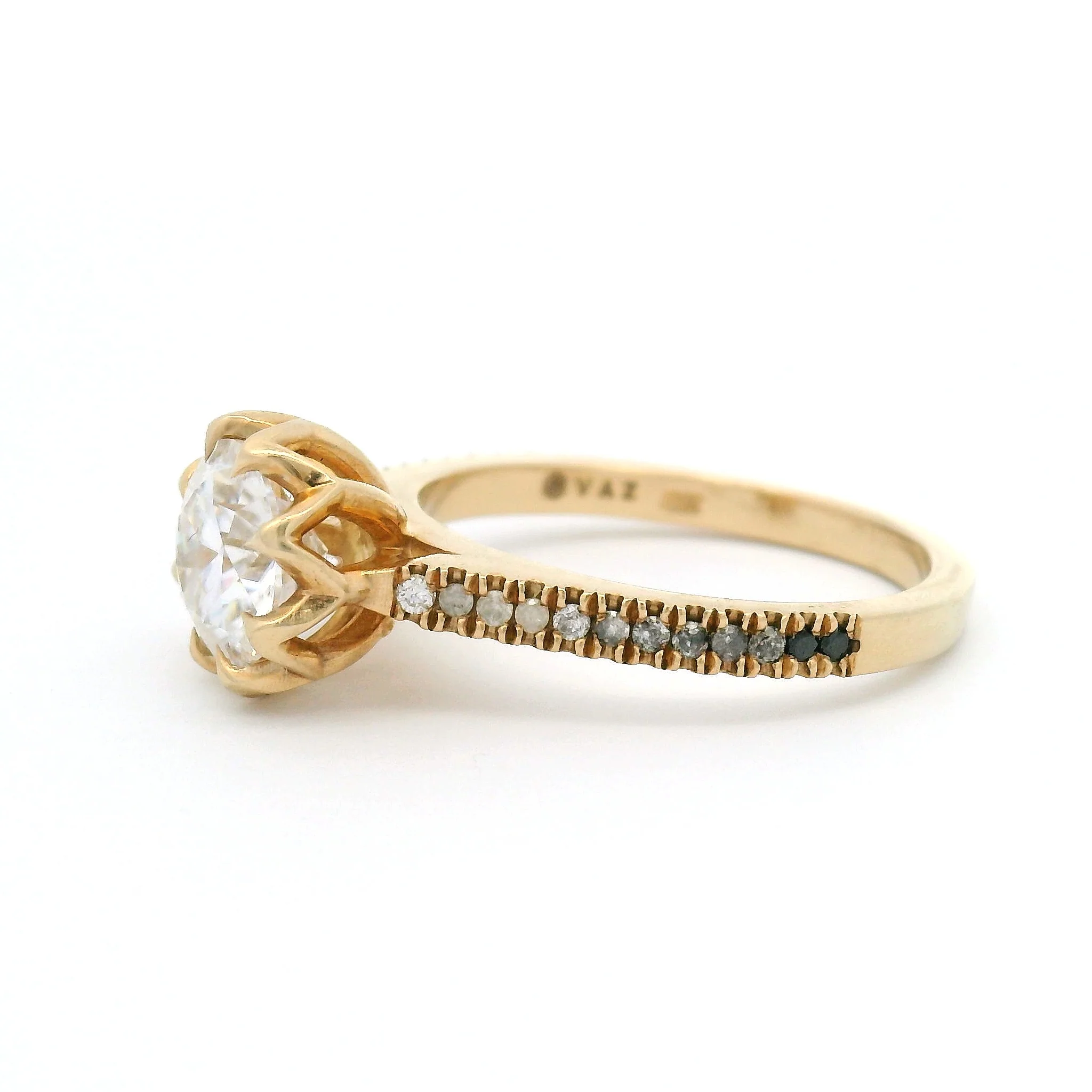 10k Yellow Engagement Ring with 1.25ct Moissanite and Accent Diamonds - Image 3