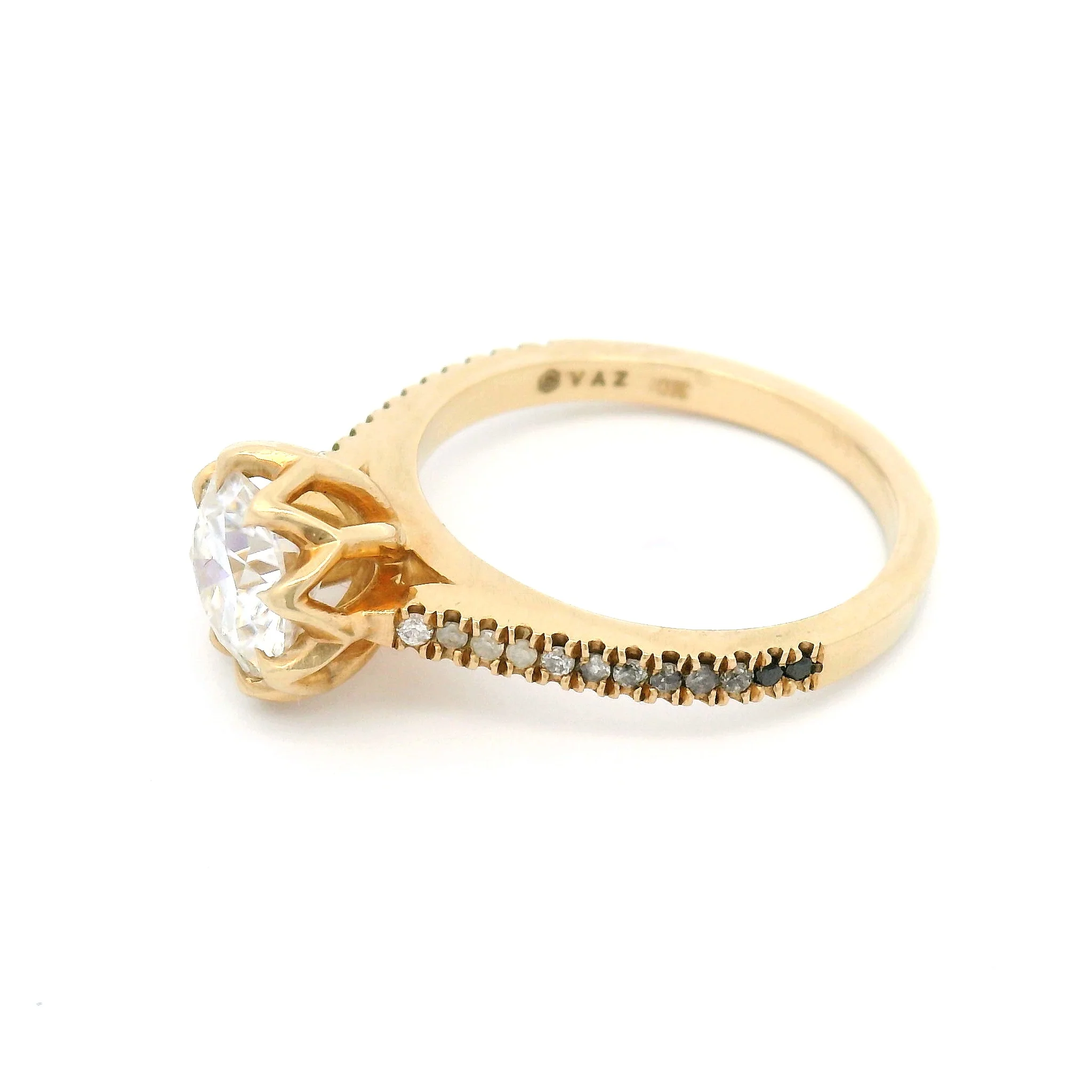 10k Yellow Engagement Ring with 1.25ct Moissanite and Accent Diamonds - Image 4