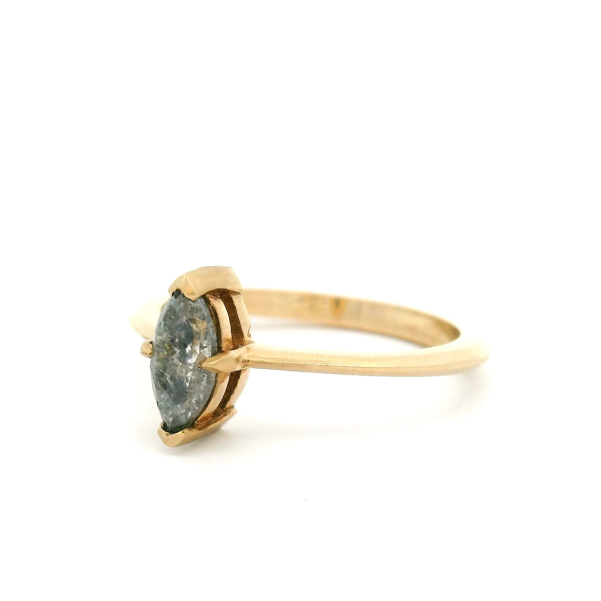 14k Yellow Solitaire with 0.44ct Salt & Pepper Marquise Diamond - Image 2