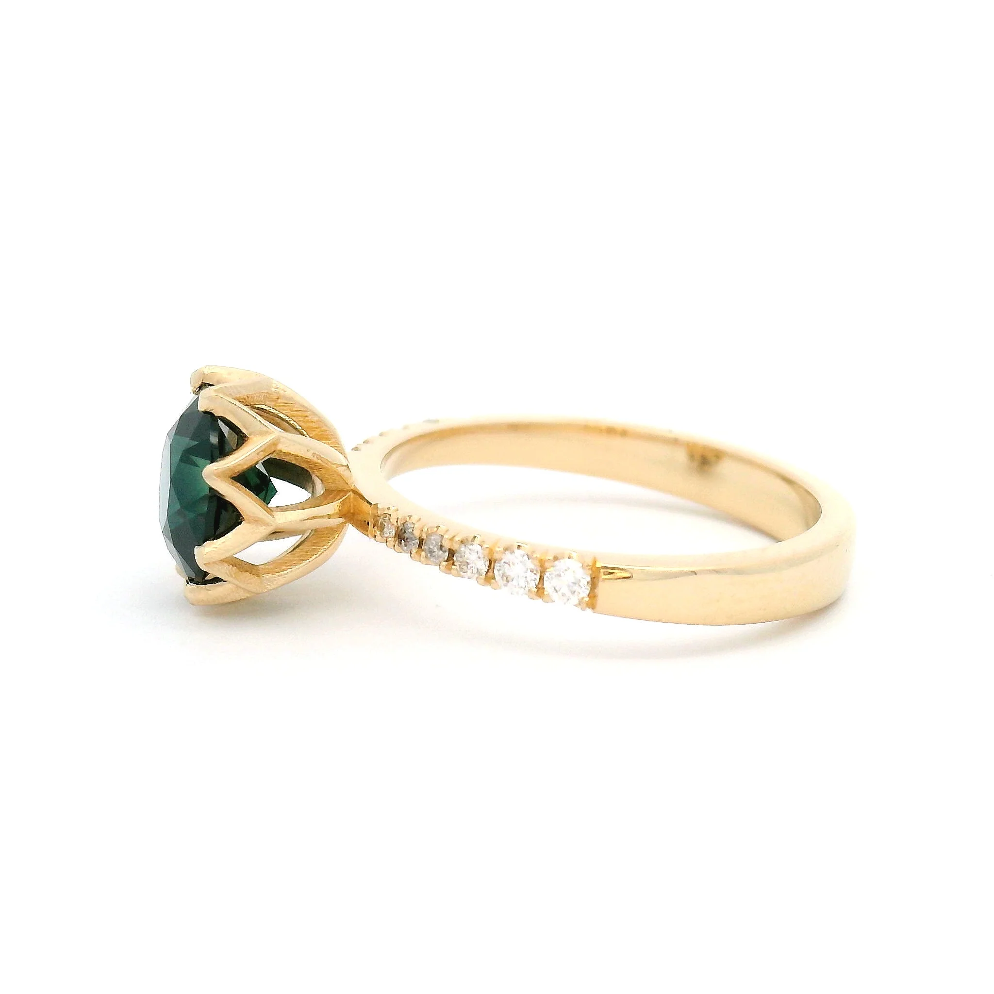 14k Yellow Engagement Ring with 1.72ct Green Sapphire and Accent Diamonds - Image 3