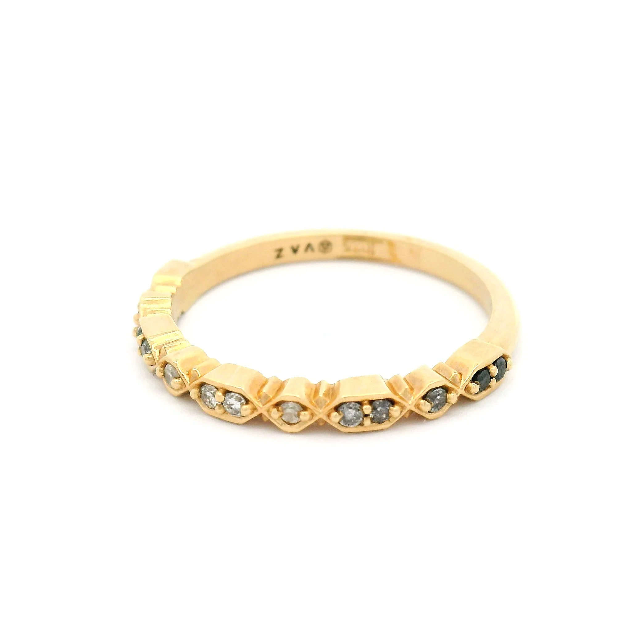 10k Yellow Deco Ombre Band with Bead-Set Diamonds - Image 2