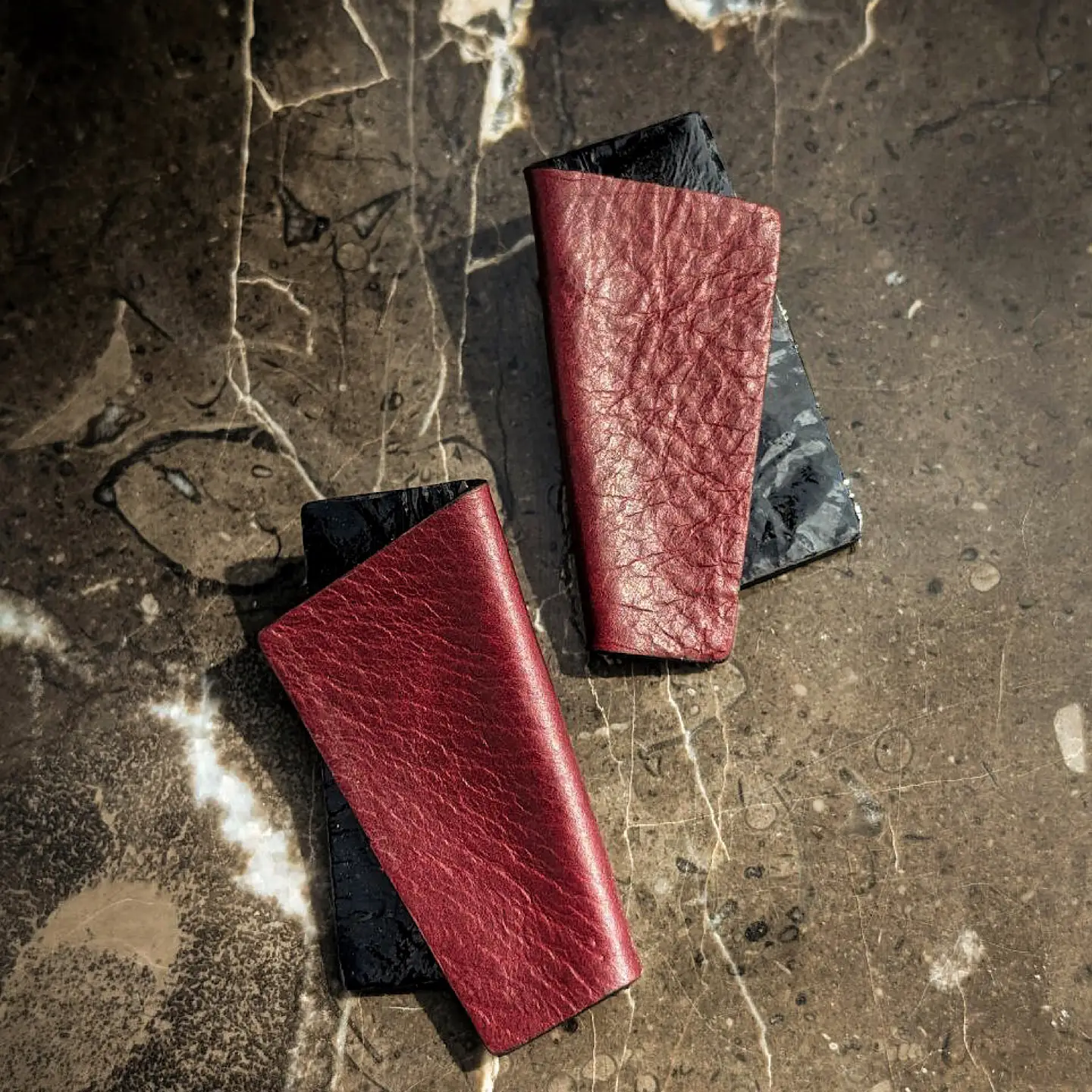 Verto Burgundy Leather Earrings - Image 2