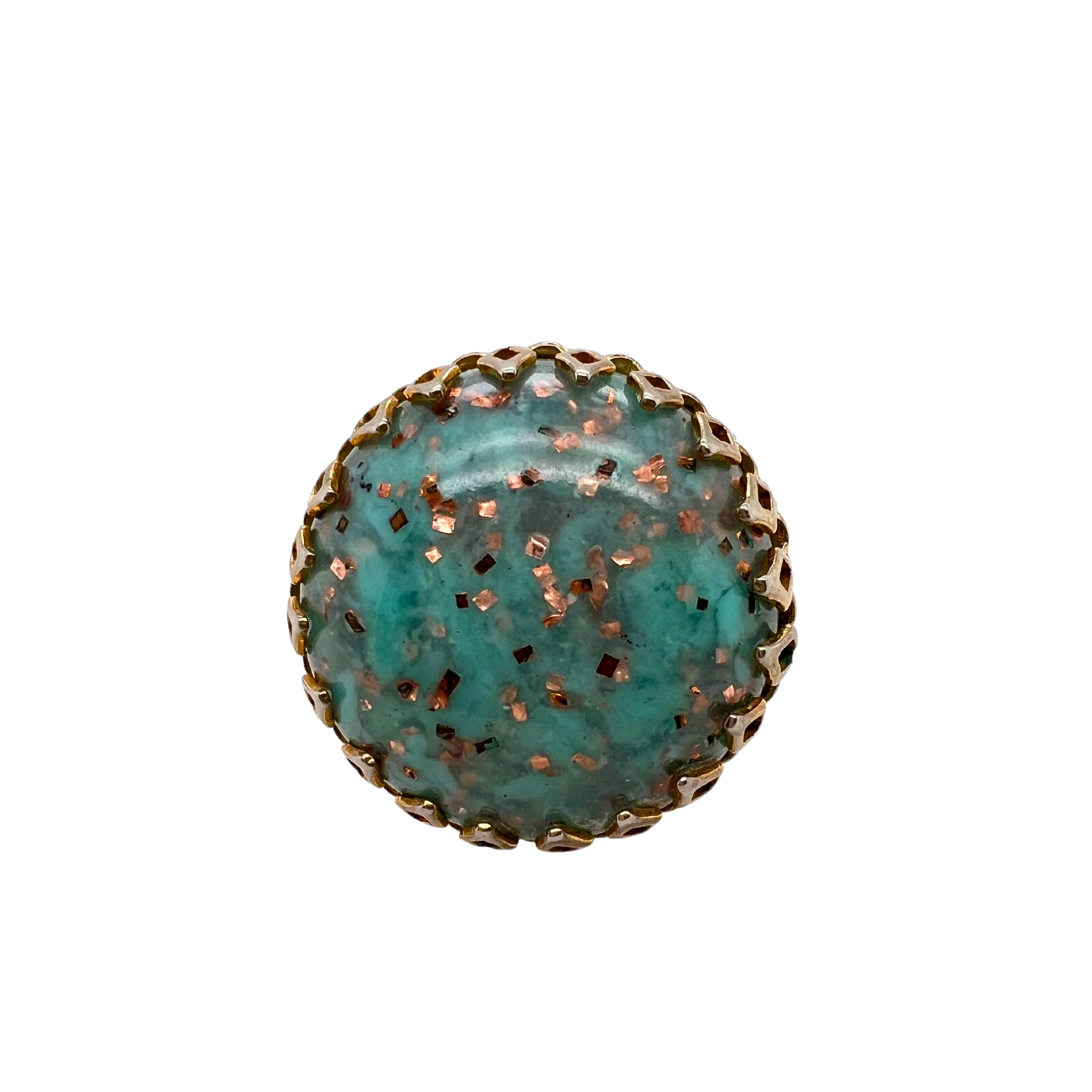 Vintage Cabachon Bronze Flecked Ring - Image 2
