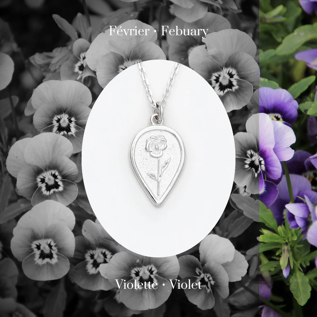 Violet February Birth Flower Necklace - Image 3