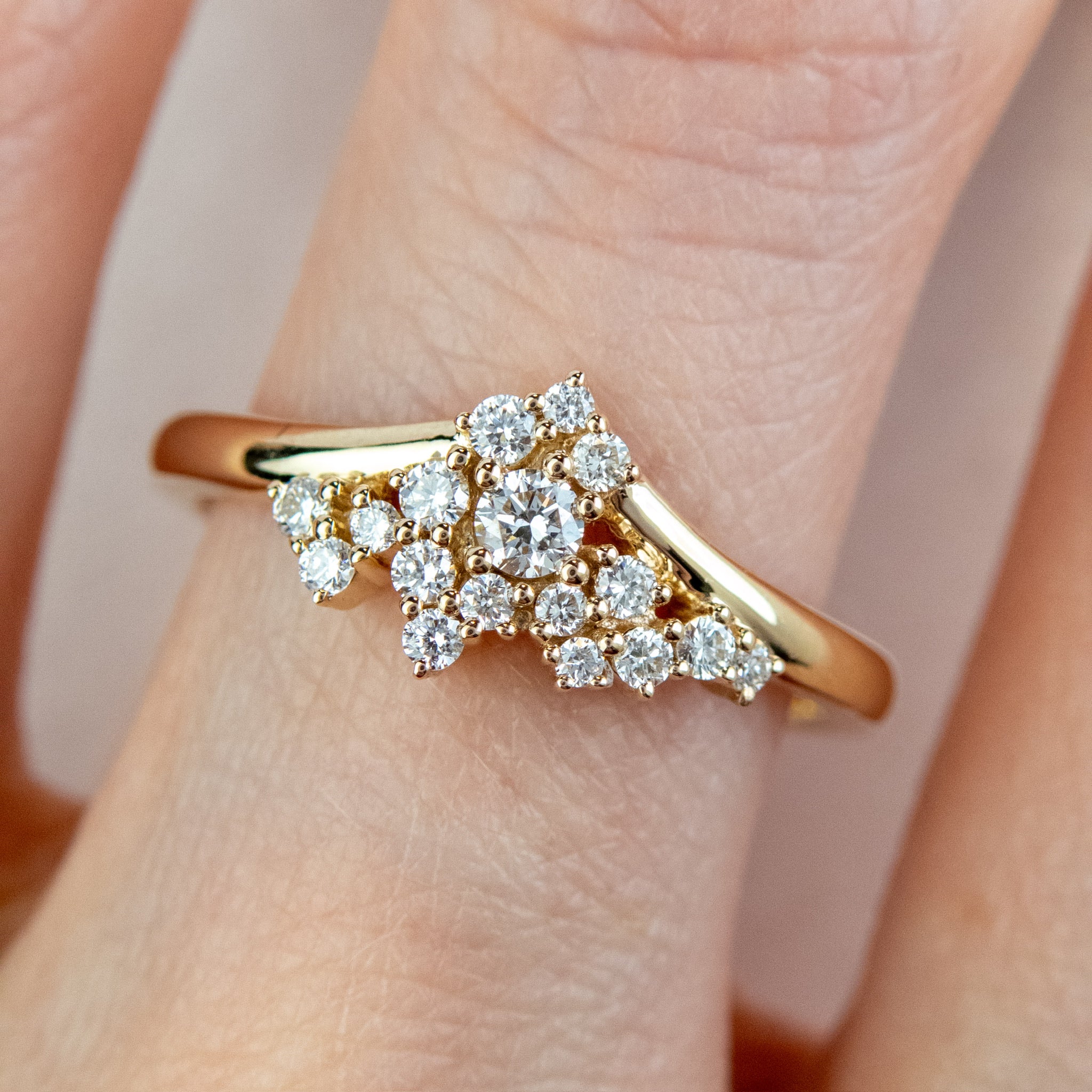 Vitoria - Diamond Cluster Point Engagement Ring - Image 2
