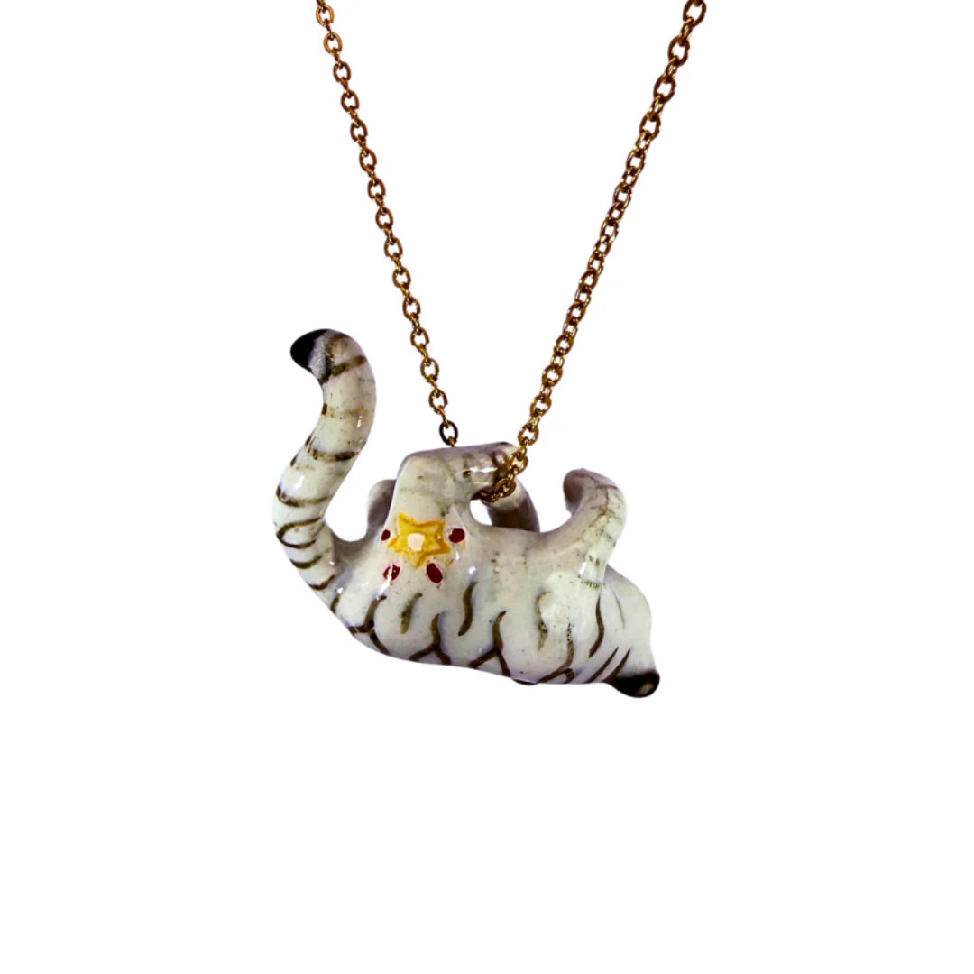 White Tiger Cub Porcelain Pendant - Image 2