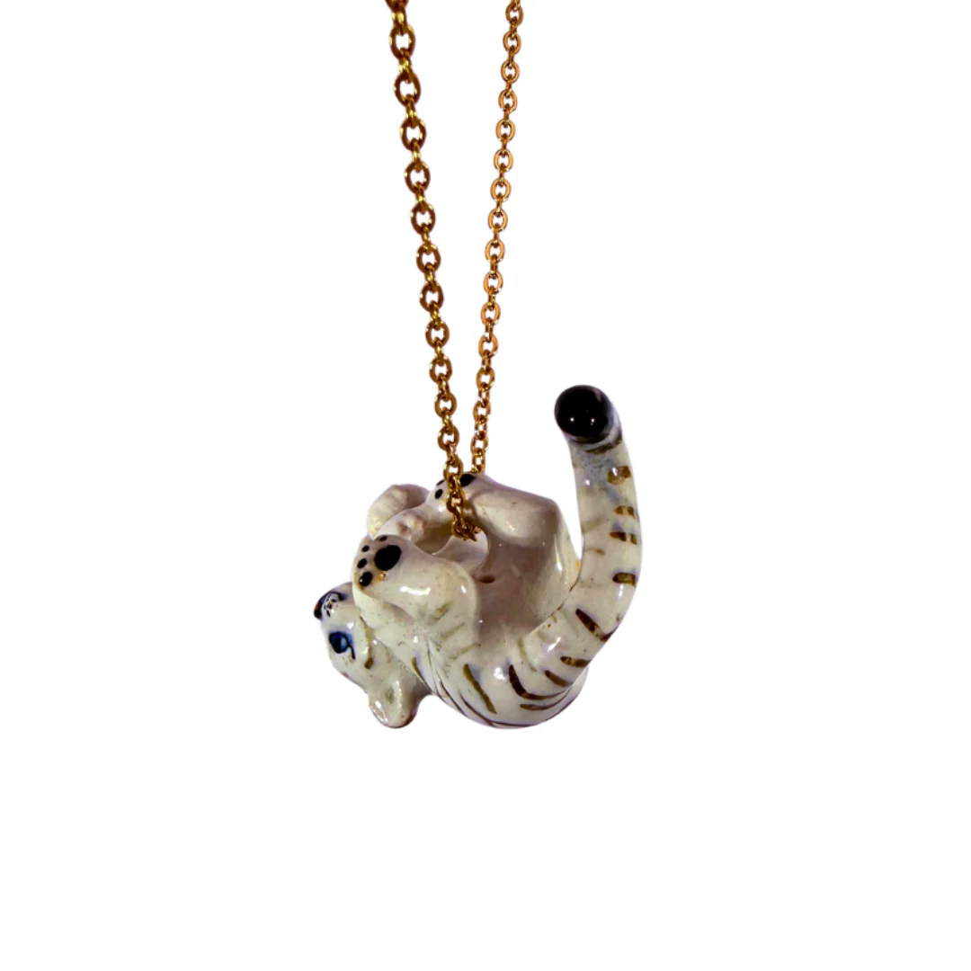 White Tiger Cub Porcelain Pendant - Image 3