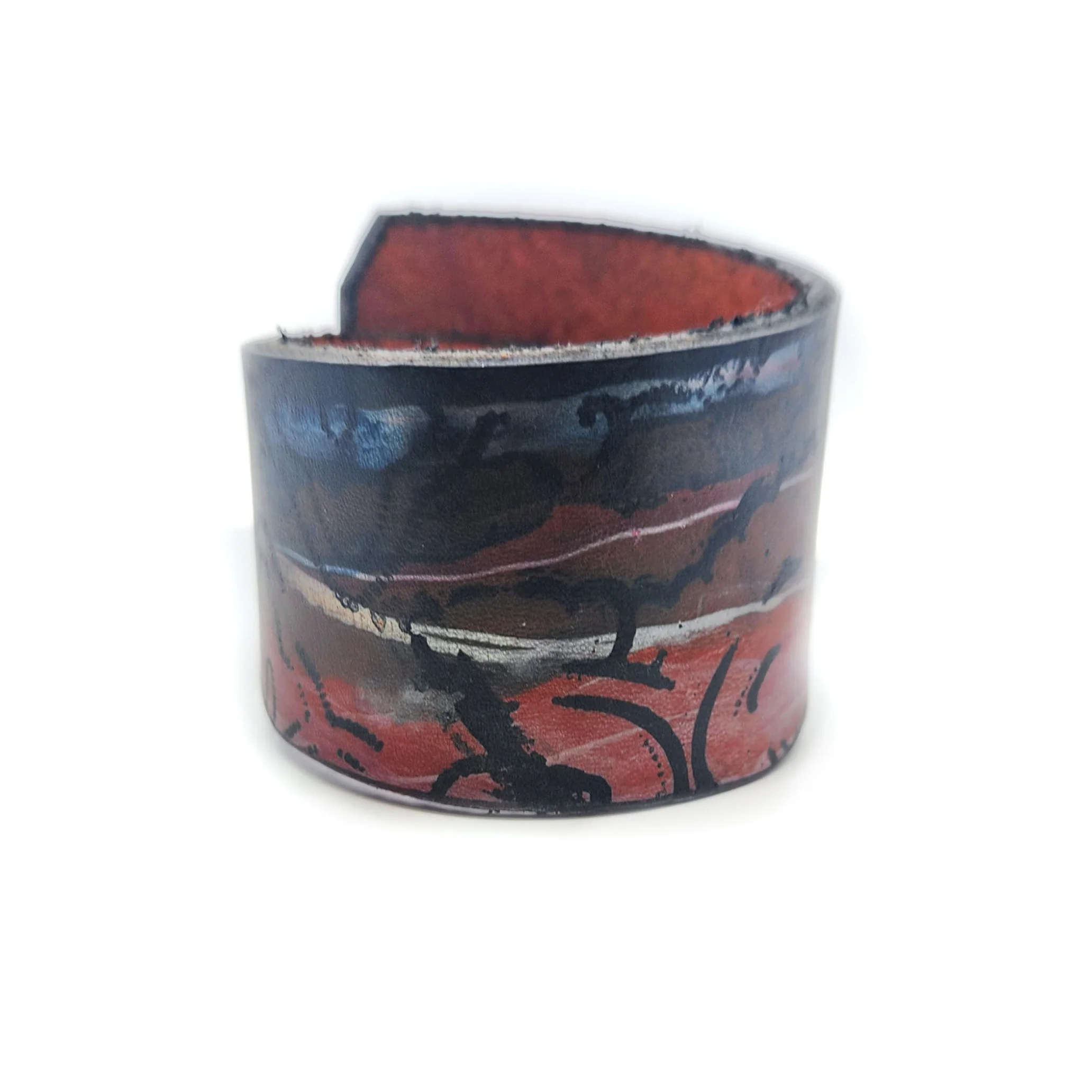 Wide Asymmetric Leather Bracelet - Image 3