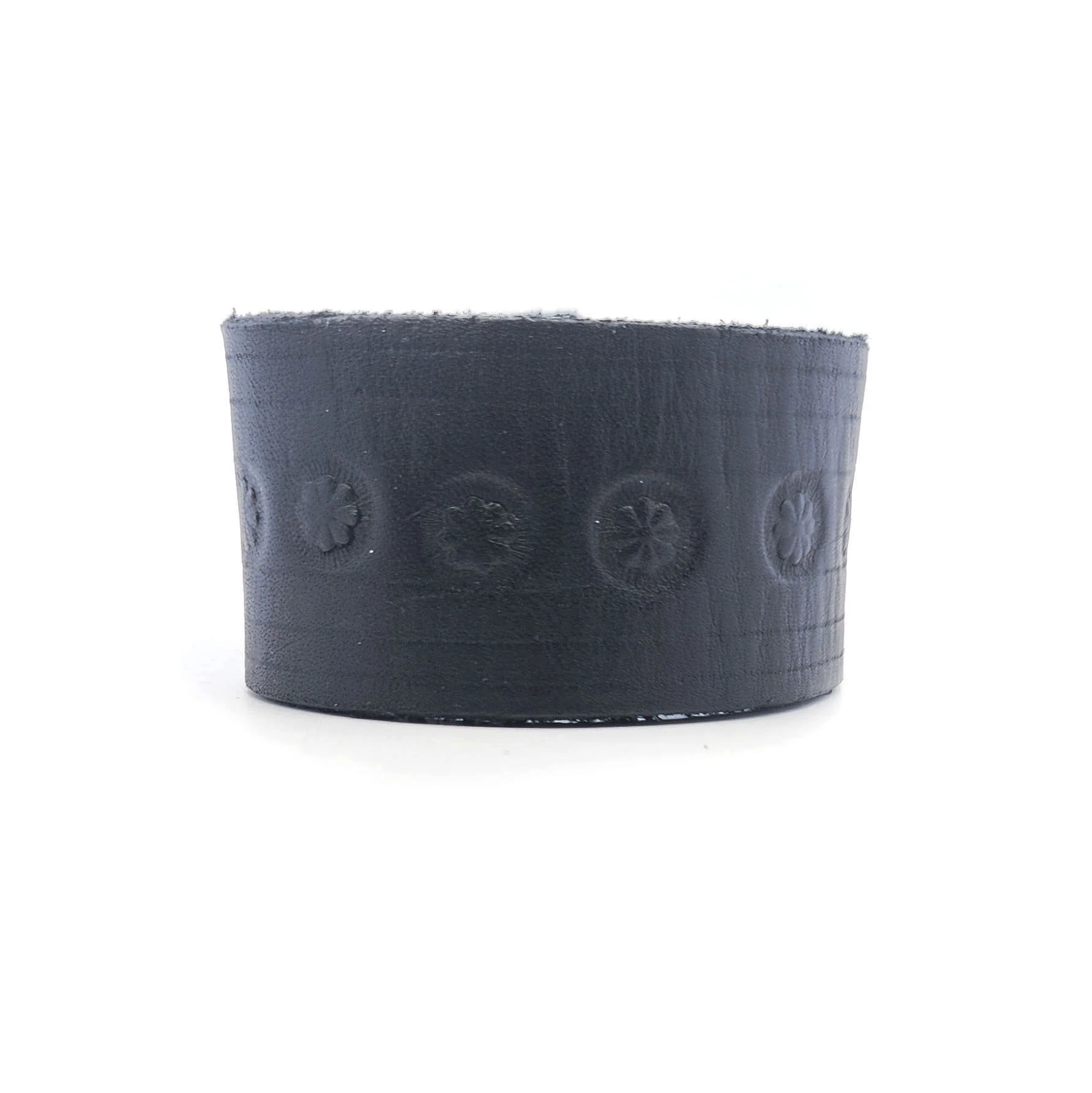Wide Black Floral Leather Bracelet - Image 3
