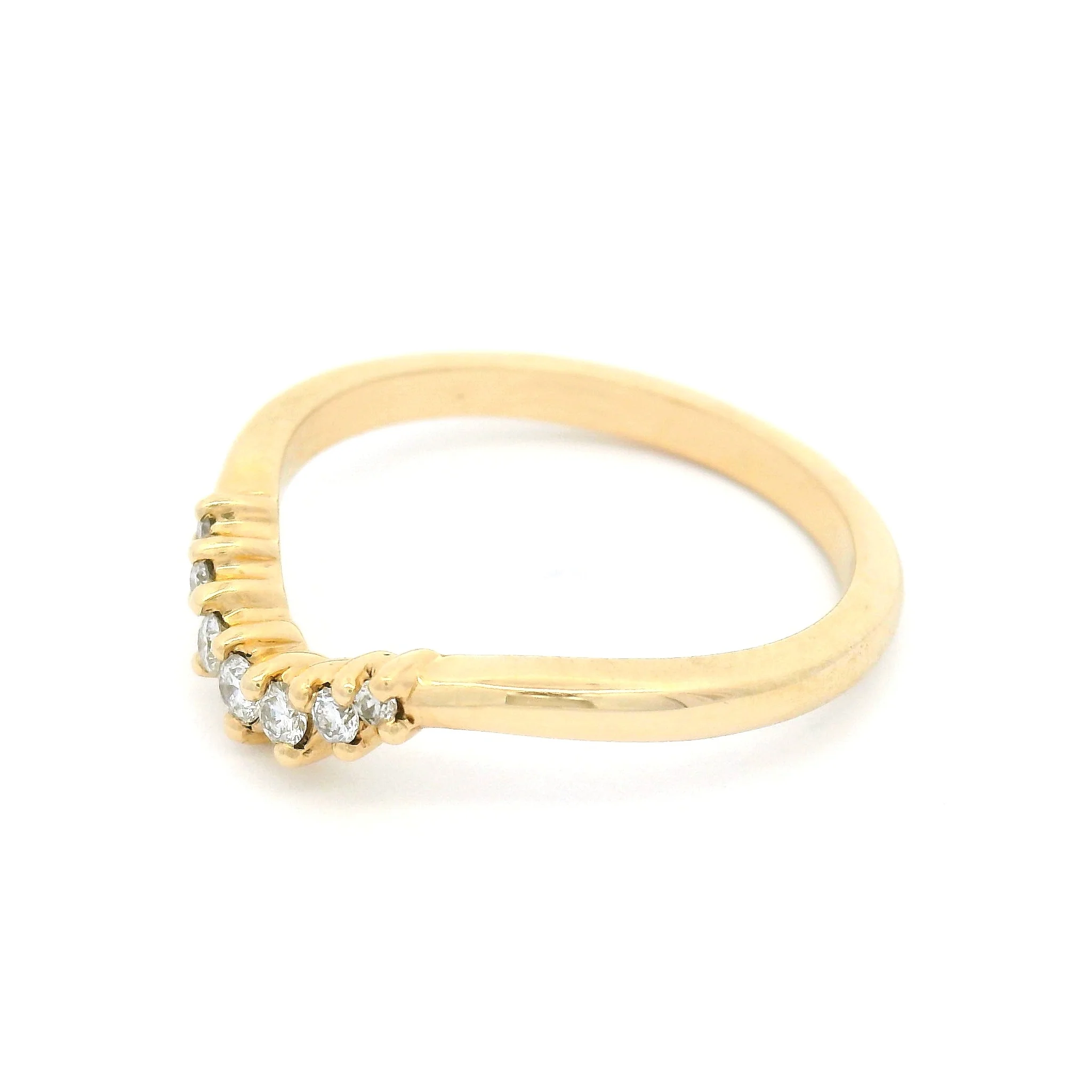 14k Yellow Contour Band with 0.12cts Natural Round Brilliant-Cut Diamonds - Image 3