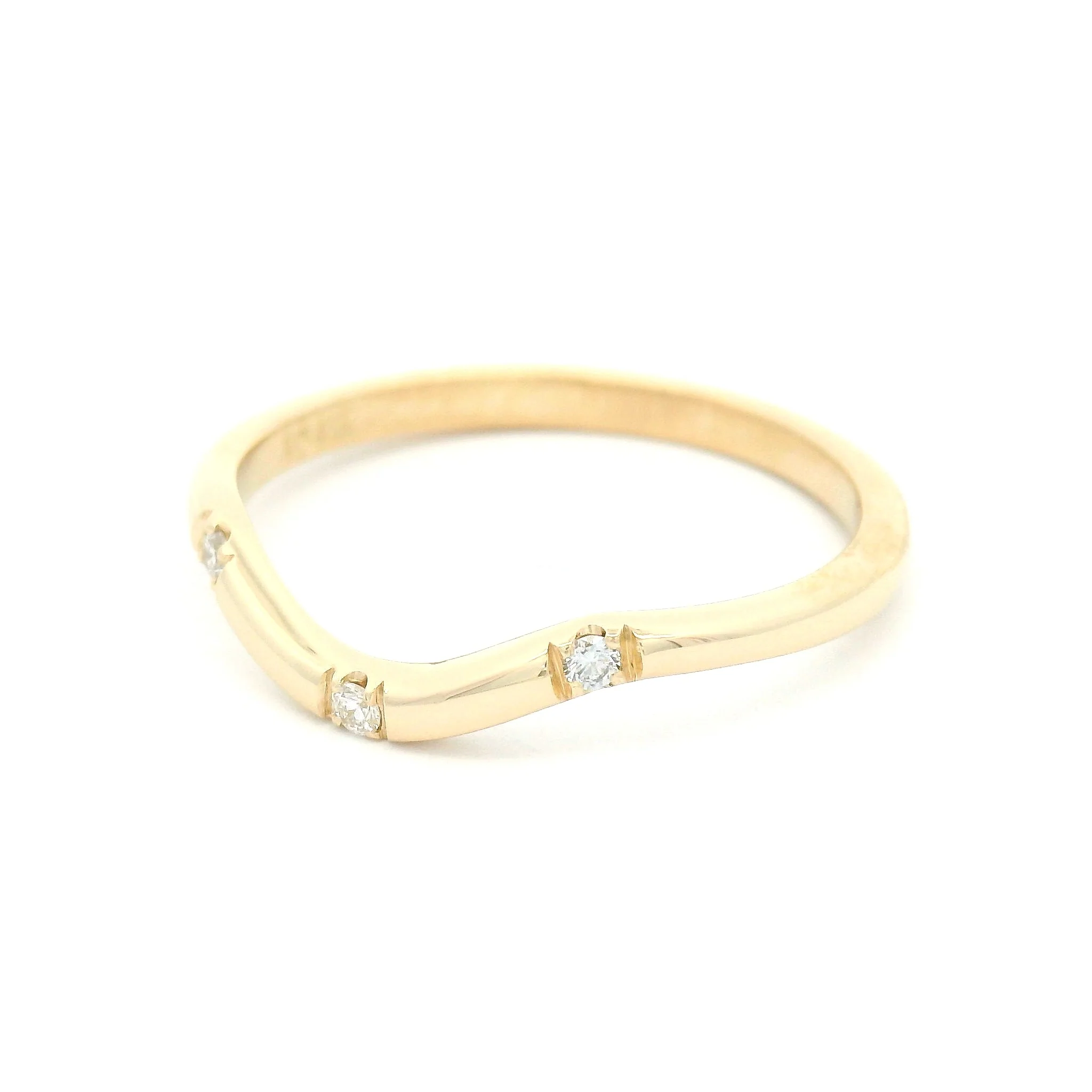 14k Yellow Contour Band with 0.045cts Natural Round Brilliant-Cut Diamonds - Image 2