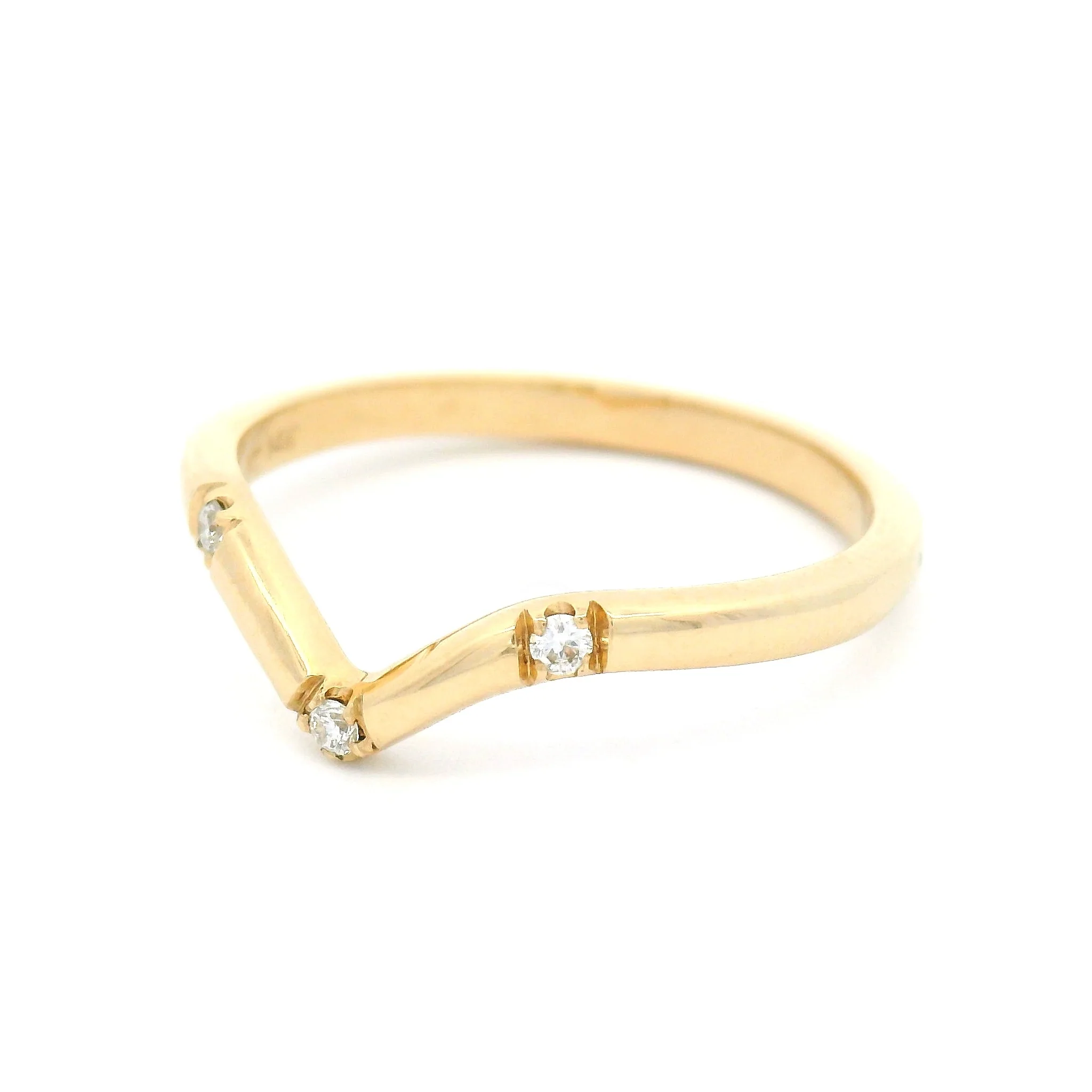 14k Yellow Contour Band with 0.045cts Natural Round Brilliant-Cut Diamonds - Image 2