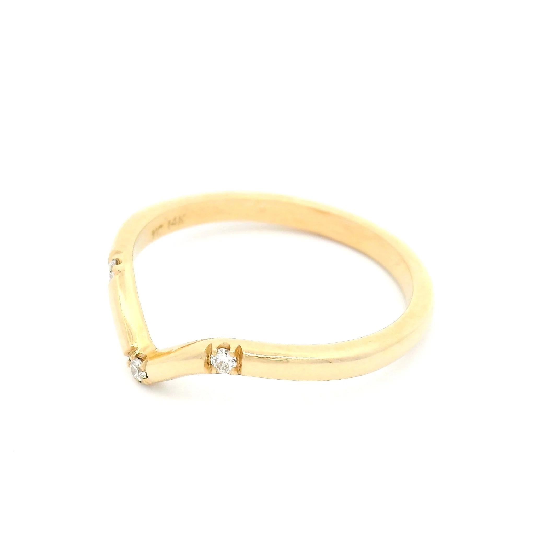 14k Yellow Contour Band with 0.045cts Natural Round Brilliant-Cut Diamonds - Image 3