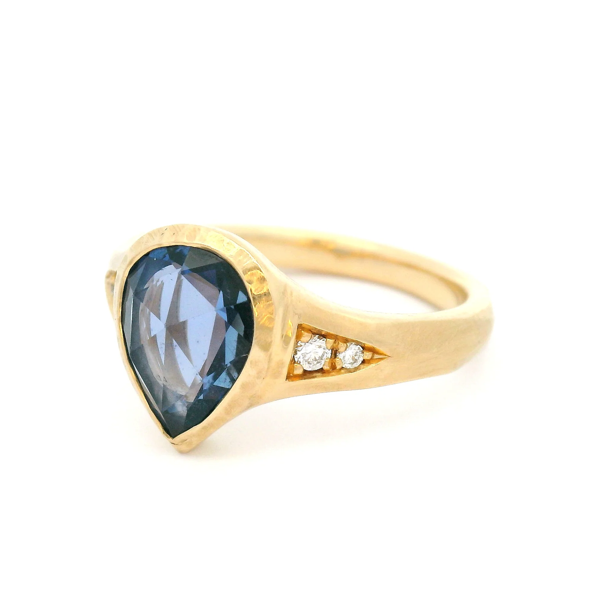 14k Yellow Organic Bezel-Set Engagement Ring with 1.89ct Rose-Cut Sapphire and Accent Diamonds - Image 2