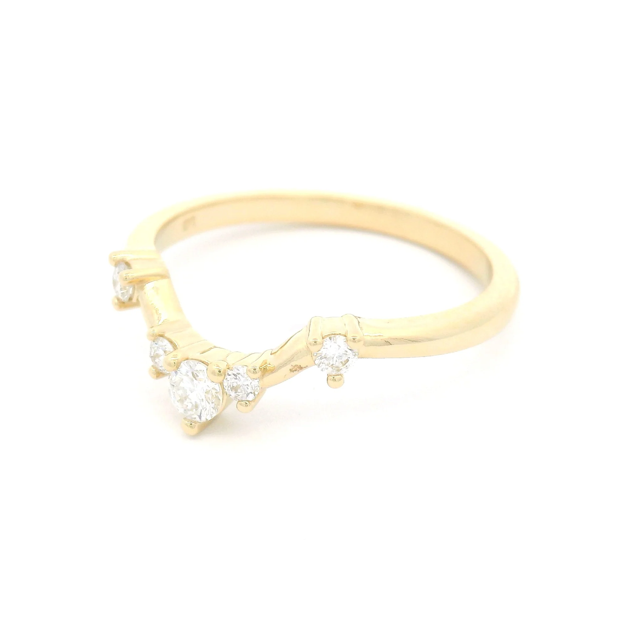 14k Yellow Contour Band with 0.25cts Lab-Grown Diamonds - Image 2