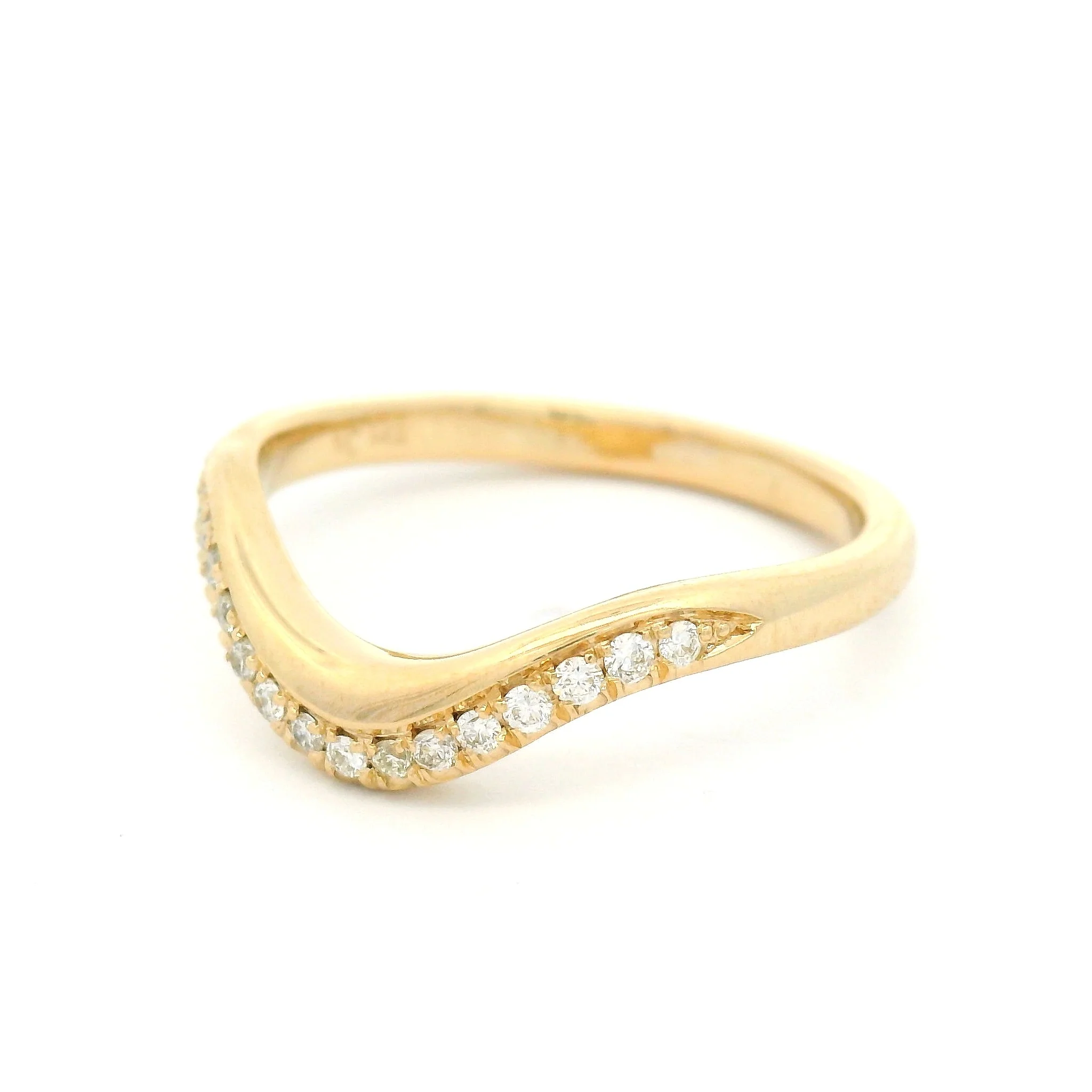 14k Yellow Contour Band with 0.15cts Natural Round Brilliant-Cut Diamonds - Image 2