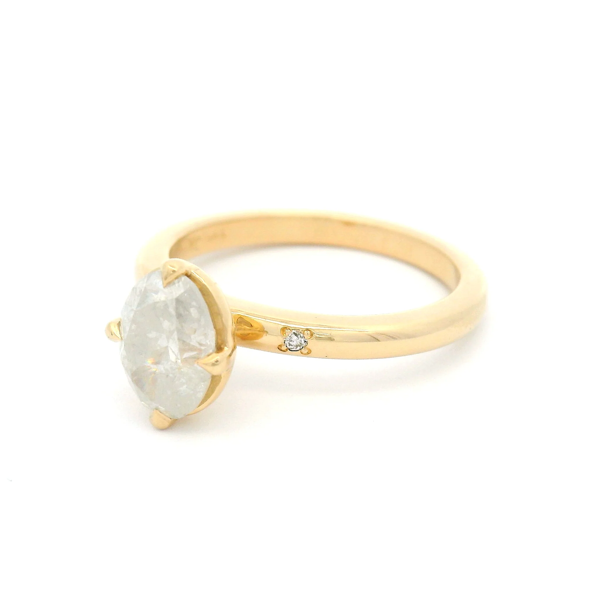 14k Yellow Engagement Ring with 1.2ct Oval Icy Diamond and Accent Diamonds - Image 2