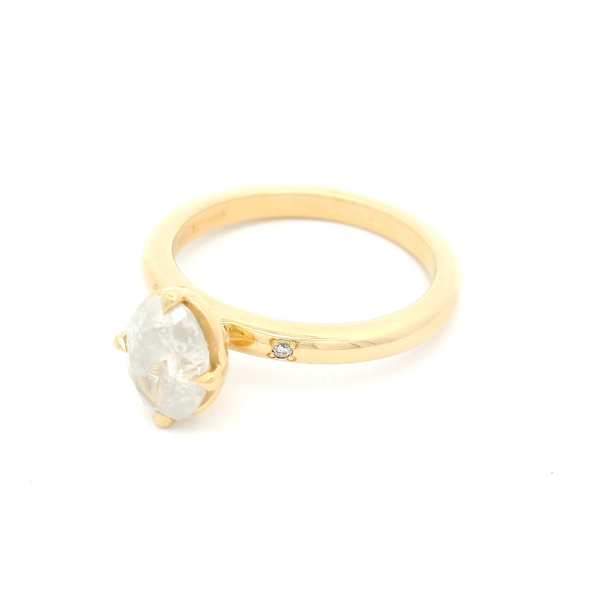 14k Yellow Engagement Ring with 1.2ct Oval Icy Diamond and Accent Diamonds - Image 3