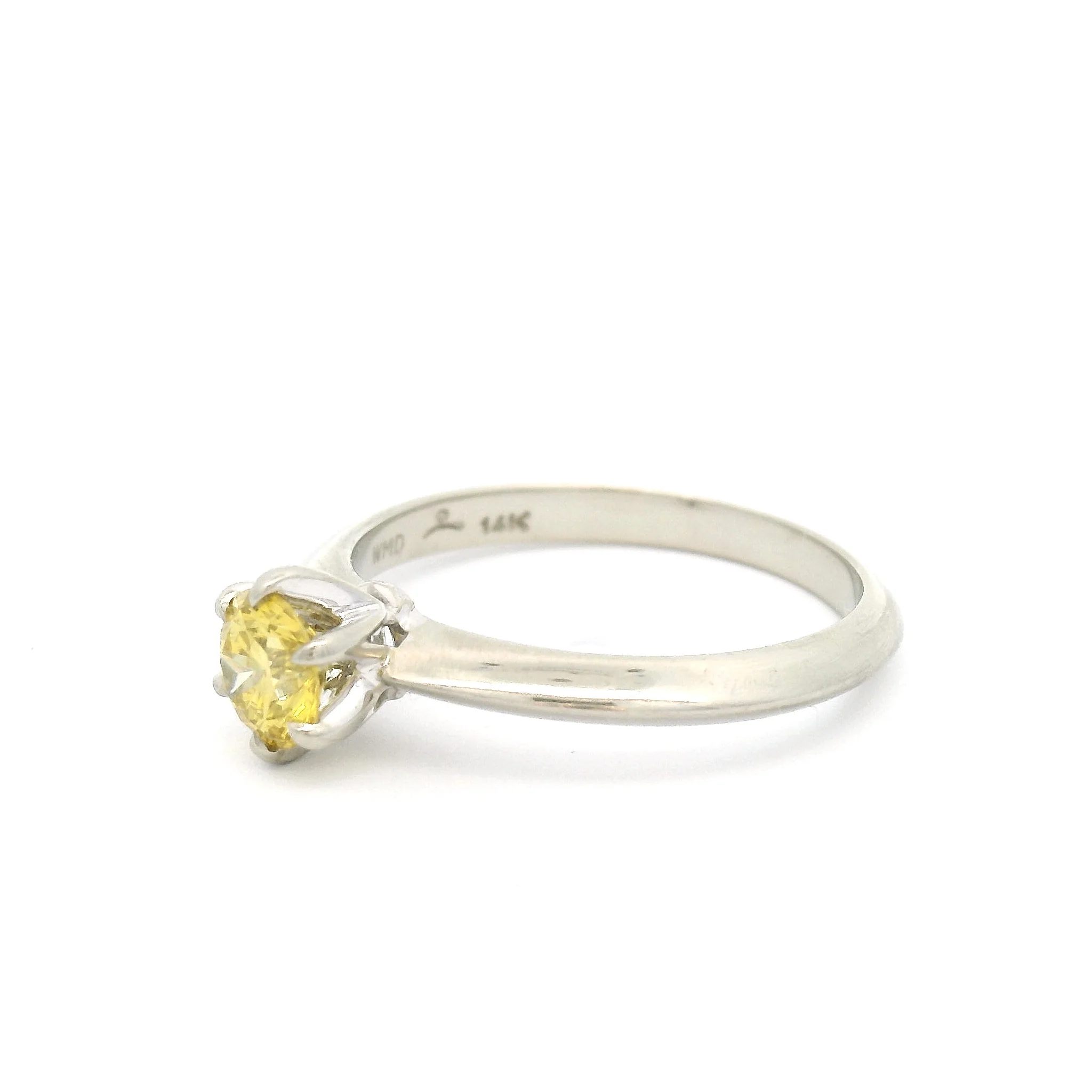 14k White Solitaire with 0.50ct Yellow Diamond - Image 2