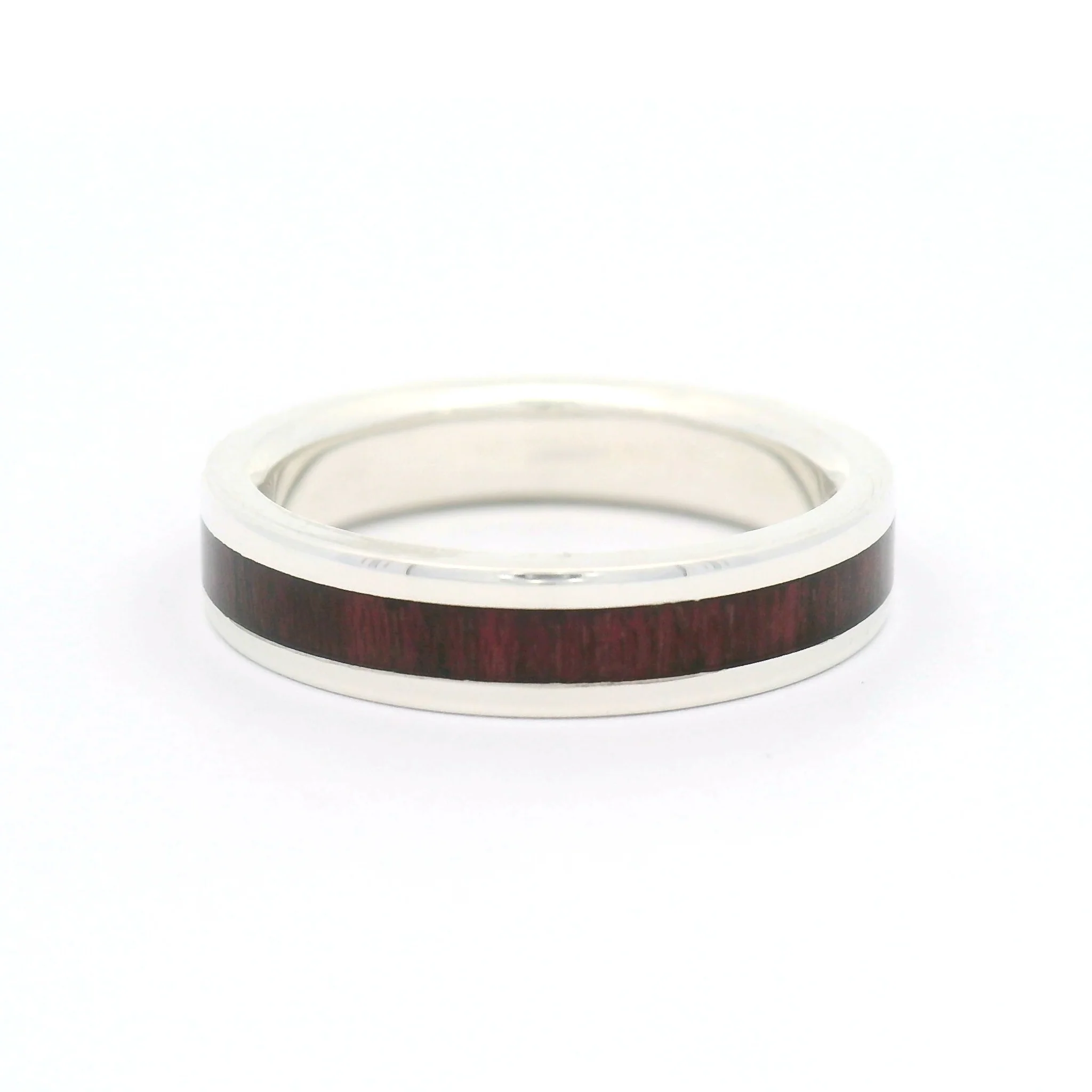 Sterling Silver 4.4mm Wide Band with Inlayed Purpleheart Wood - Image 2