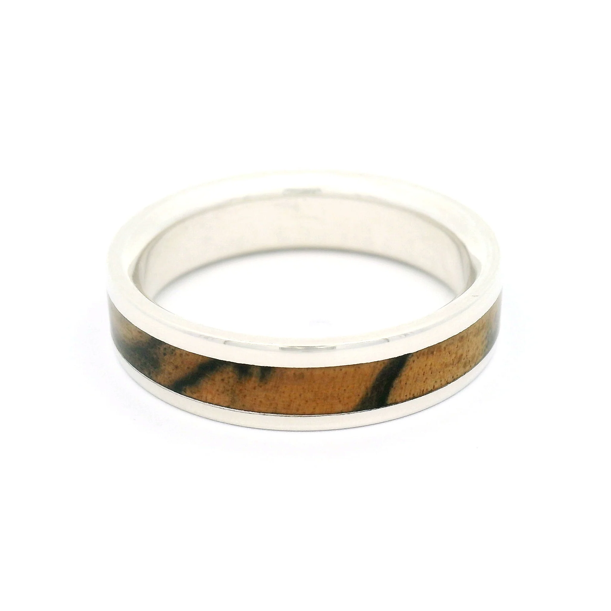 Sterling Silver 5.5mm Wide Band with Inlayed Marble Ebony - Image 2