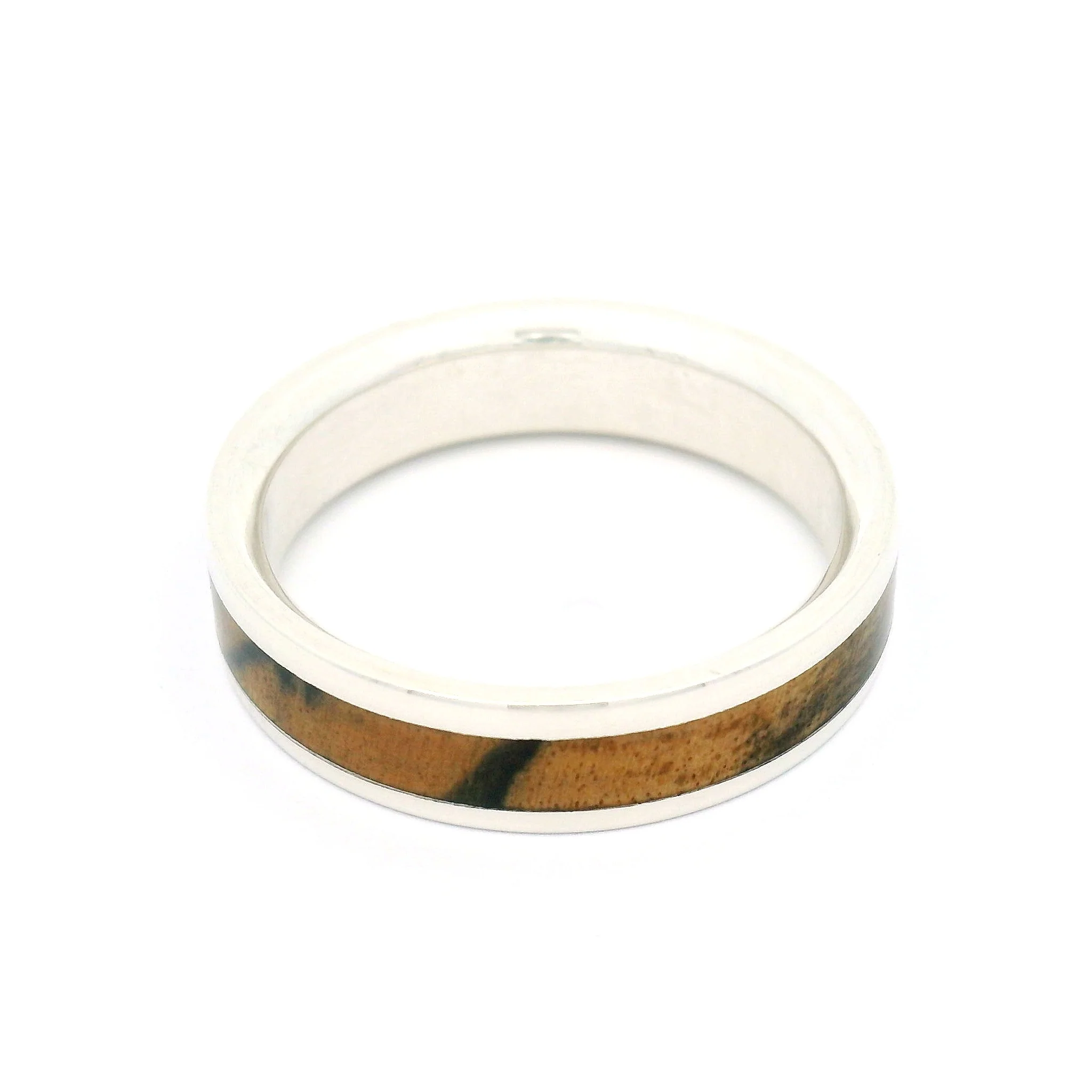 Sterling Silver 5.5mm Wide Band with Inlayed Marble Ebony - Image 3