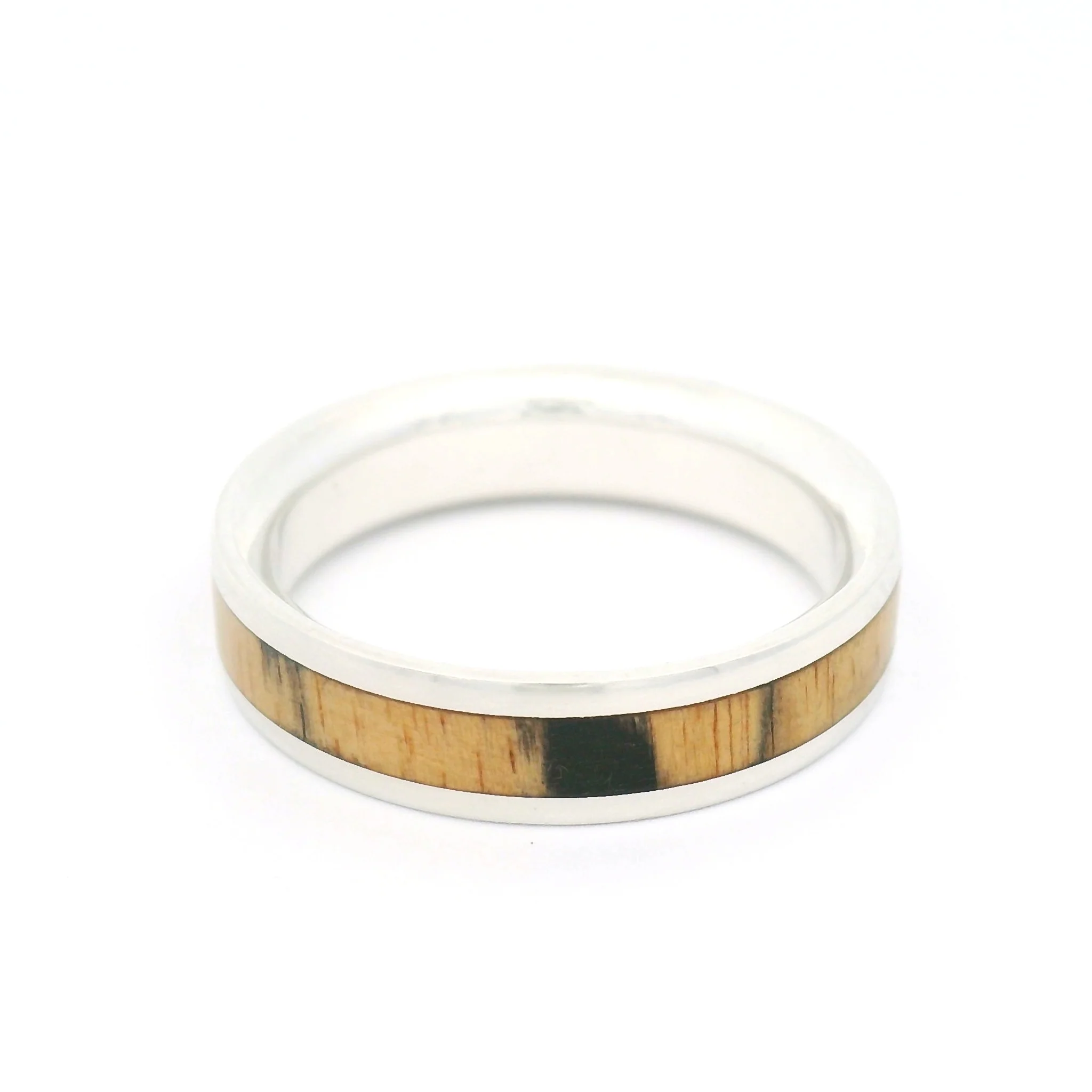Sterling Silver 4.7mm Wide Band with Inlayed Marble Ebony - Image 2